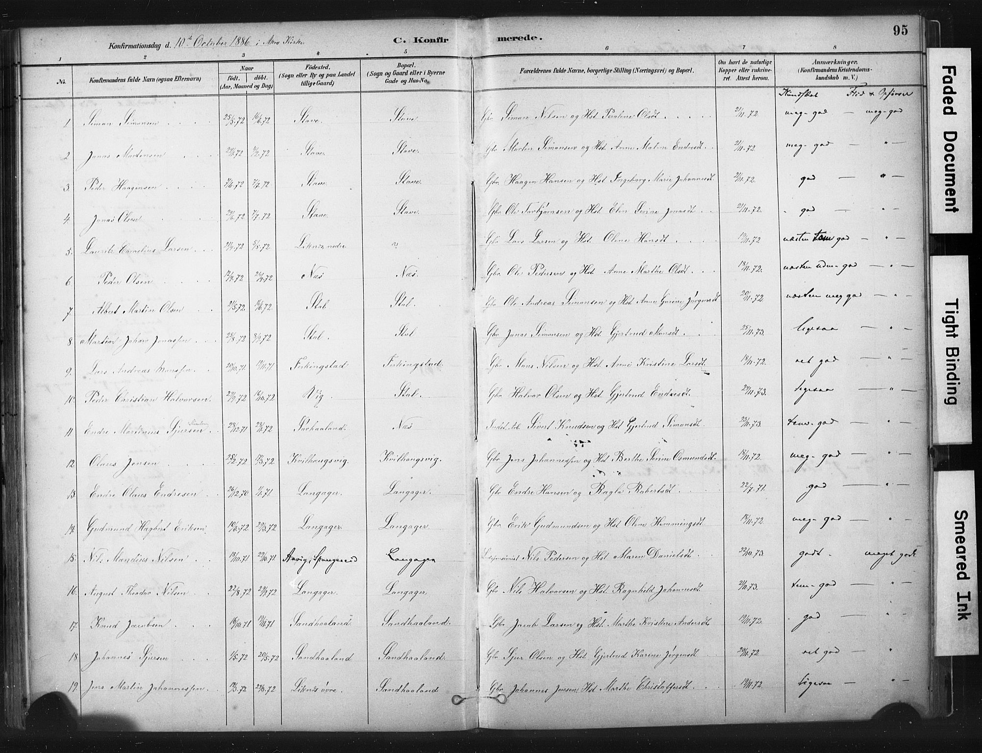 Skudenes sokneprestkontor, SAST/A -101849/H/Ha/Haa/L0010: Parish register (official) no. A 7, 1882-1912, p. 95