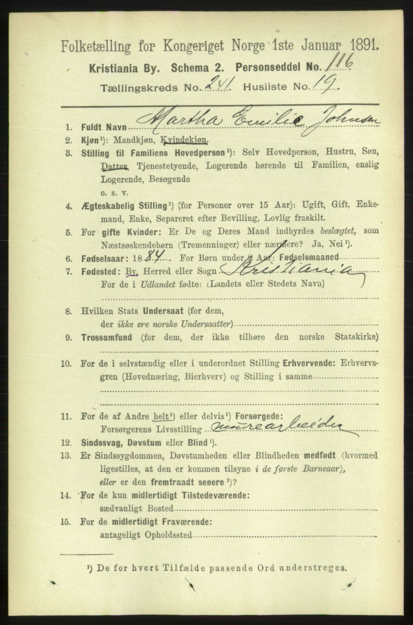 RA, 1891 census for 0301 Kristiania, 1891, p. 146857