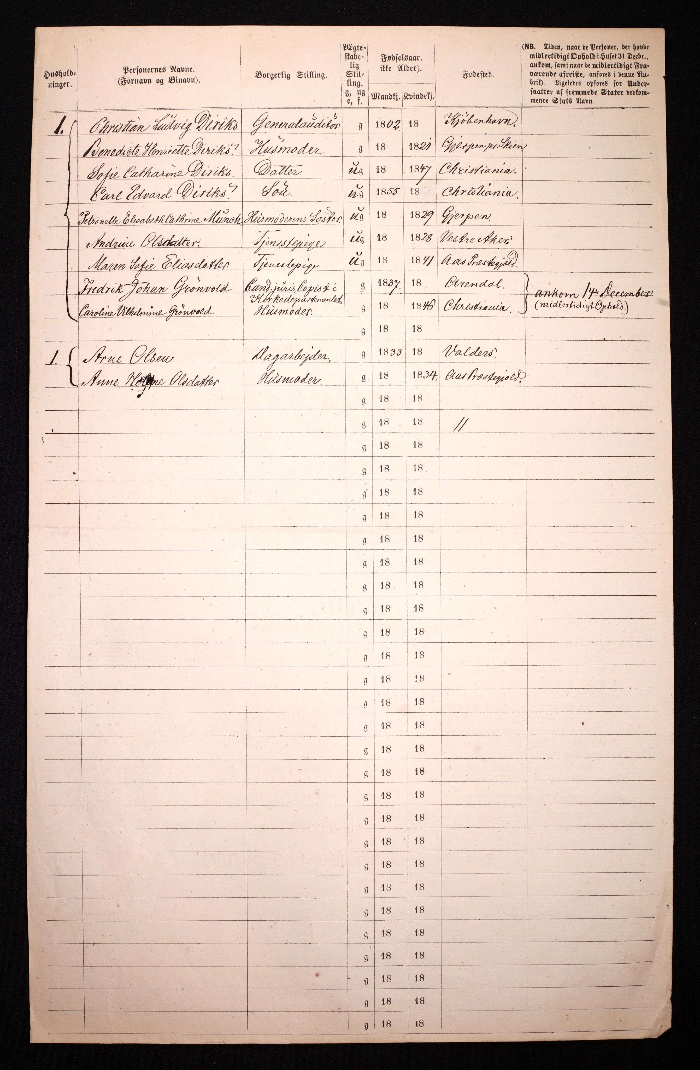 RA, 1870 census for 0301 Kristiania, 1870, p. 3453