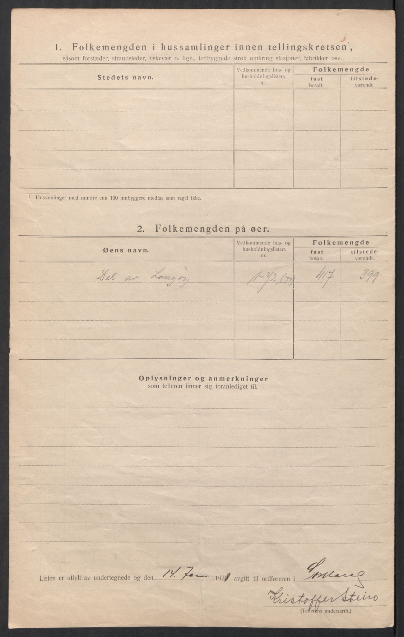 SAT, 1920 census for Sortland, 1920, p. 19