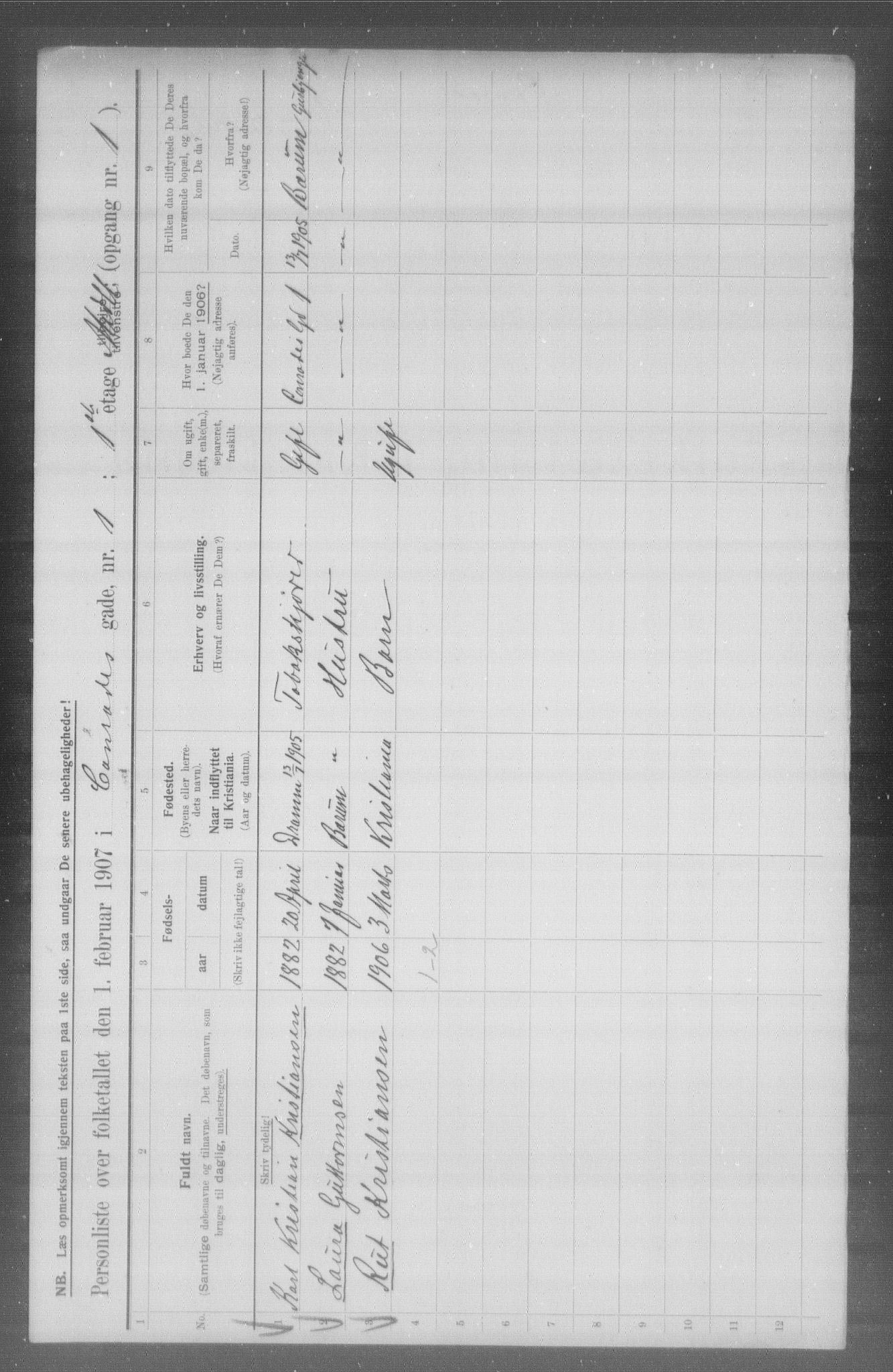 OBA, Municipal Census 1907 for Kristiania, 1907, p. 6759