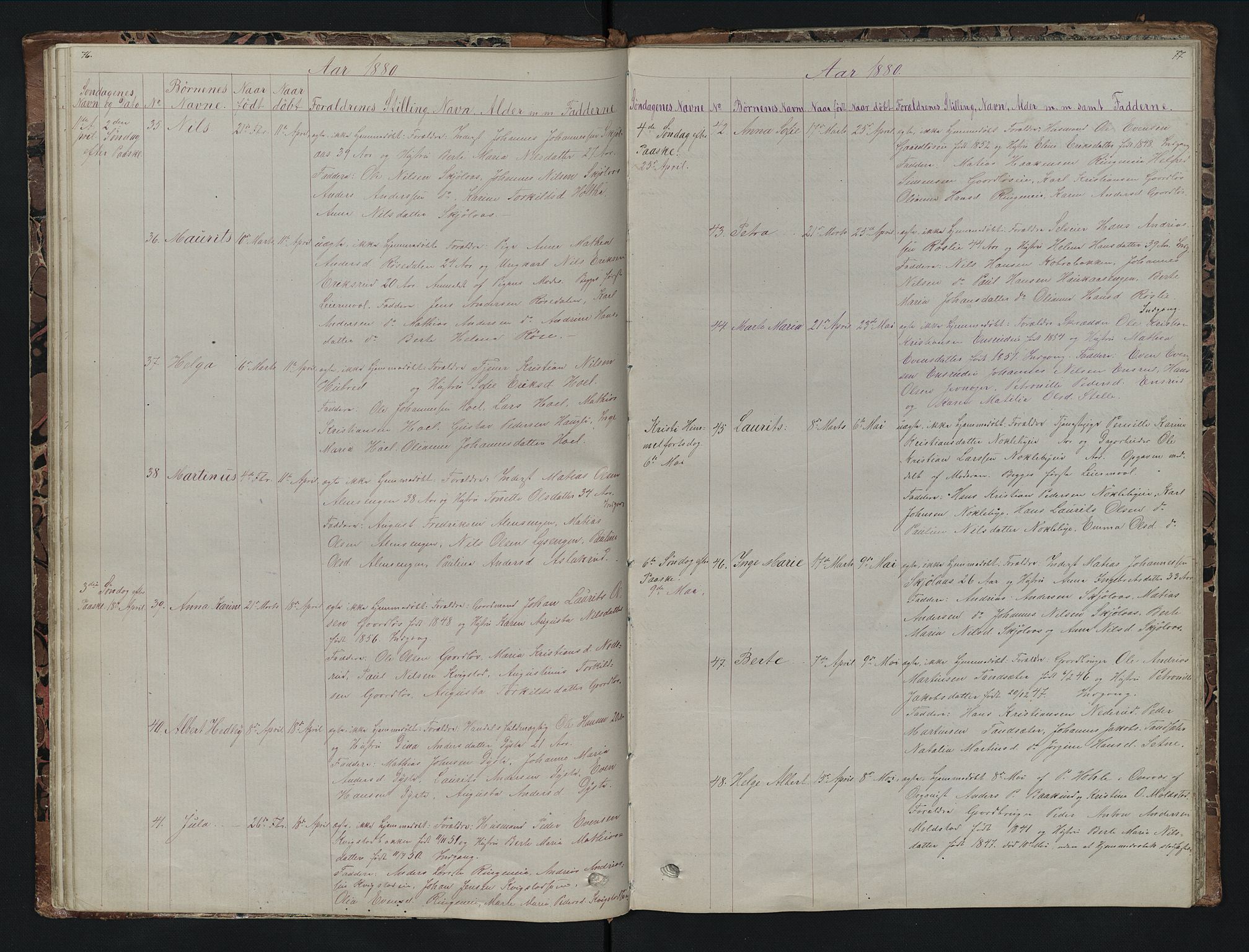 Vestre Toten prestekontor, AV/SAH-PREST-108/H/Ha/Hab/L0007: Parish register (copy) no. 7, 1872-1900, p. 76-77