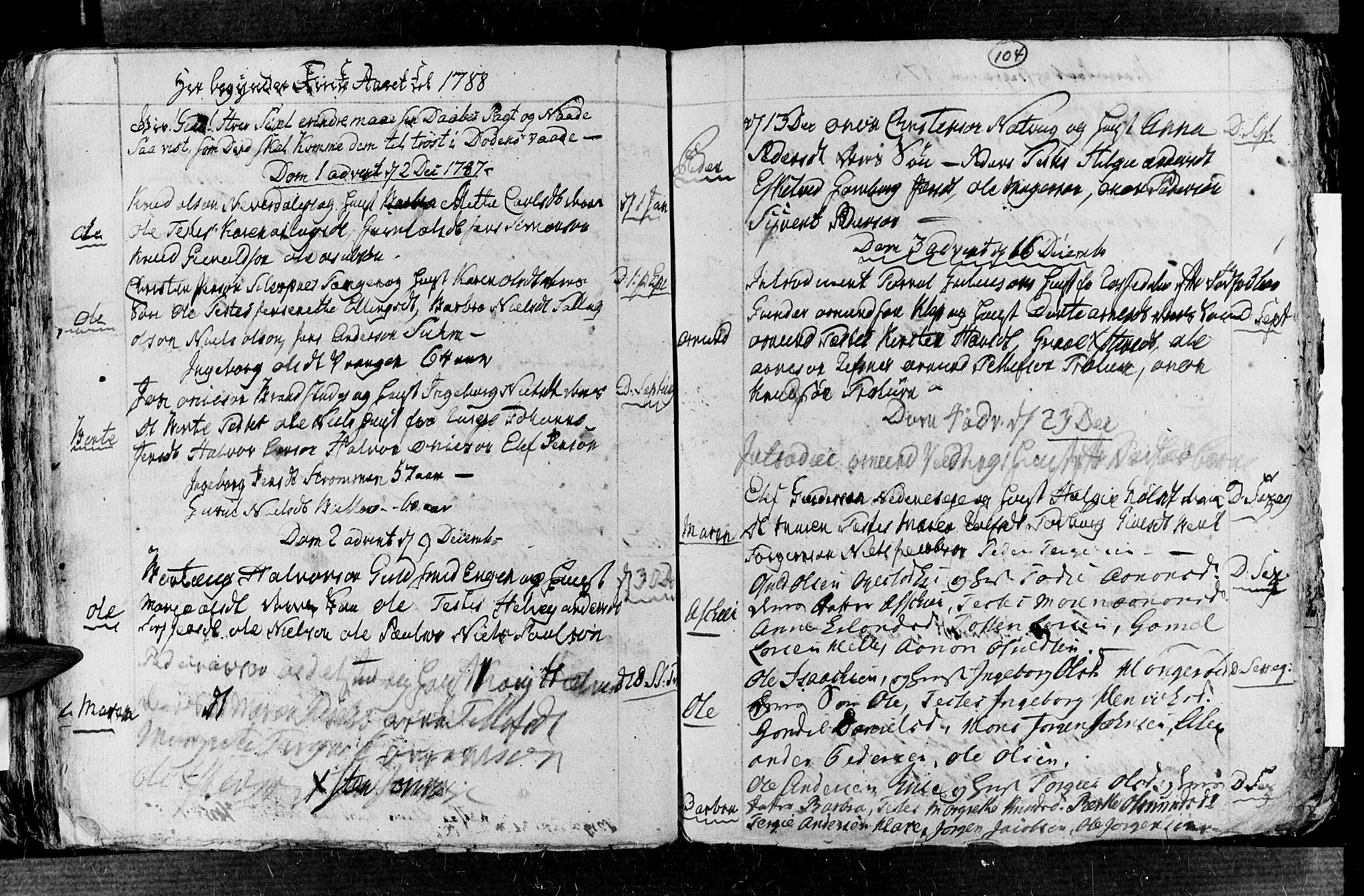 Øyestad sokneprestkontor, SAK/1111-0049/F/Fb/L0001: Parish register (copy) no. B 1, 1780-1794, p. 104