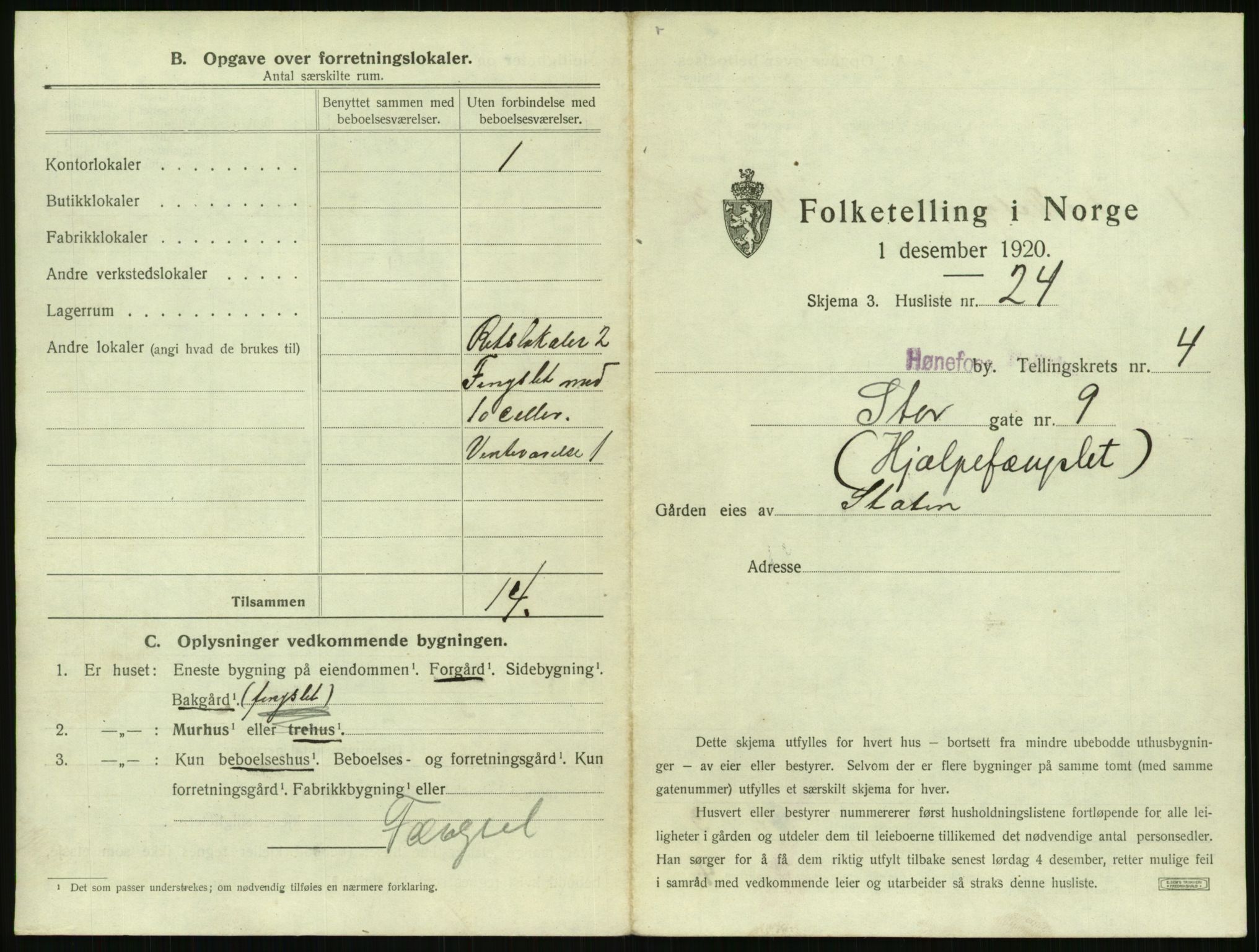 SAKO, 1920 census for Hønefoss, 1920, p. 510