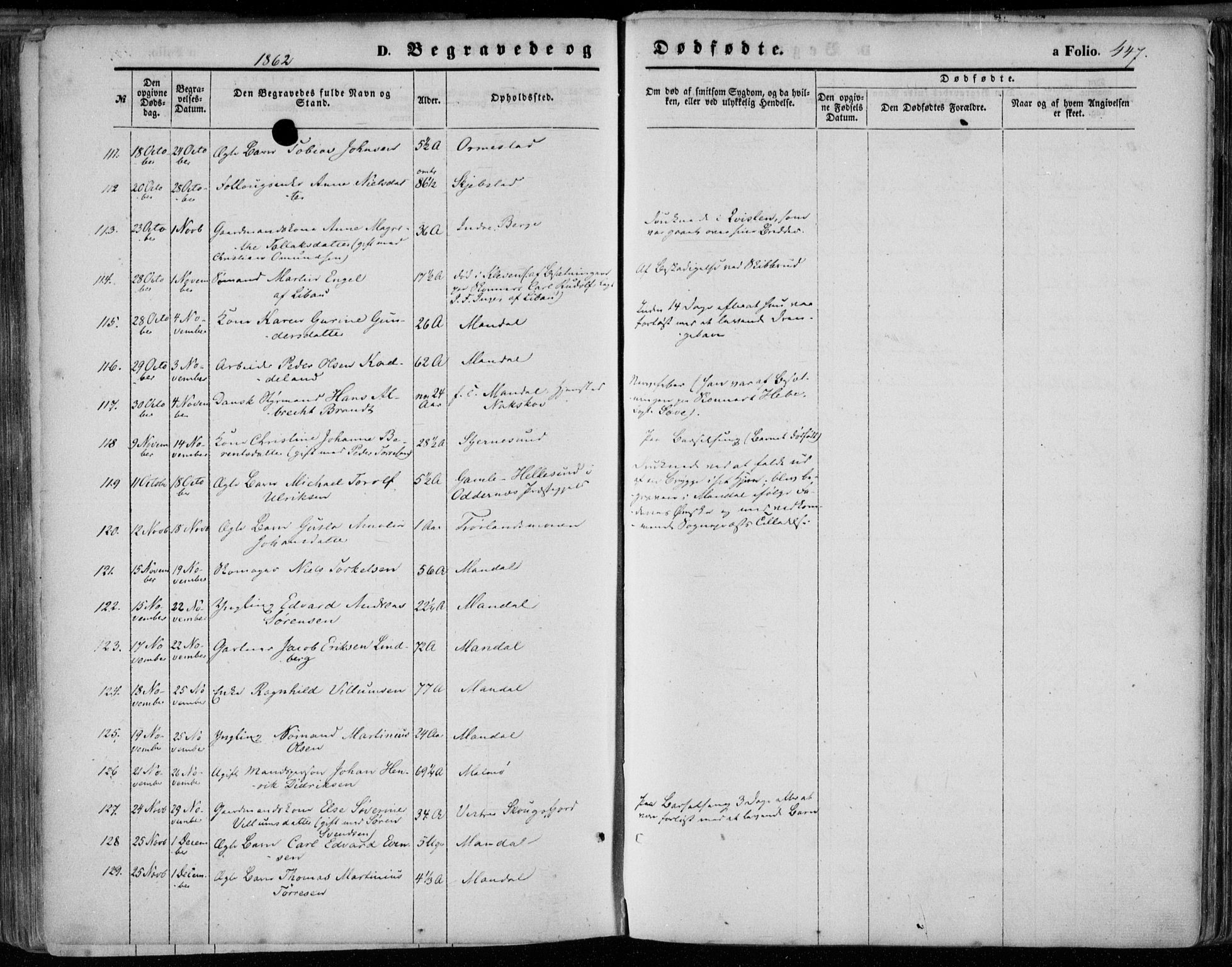 Mandal sokneprestkontor, AV/SAK-1111-0030/F/Fa/Faa/L0014: Parish register (official) no. A 14, 1859-1872, p. 447