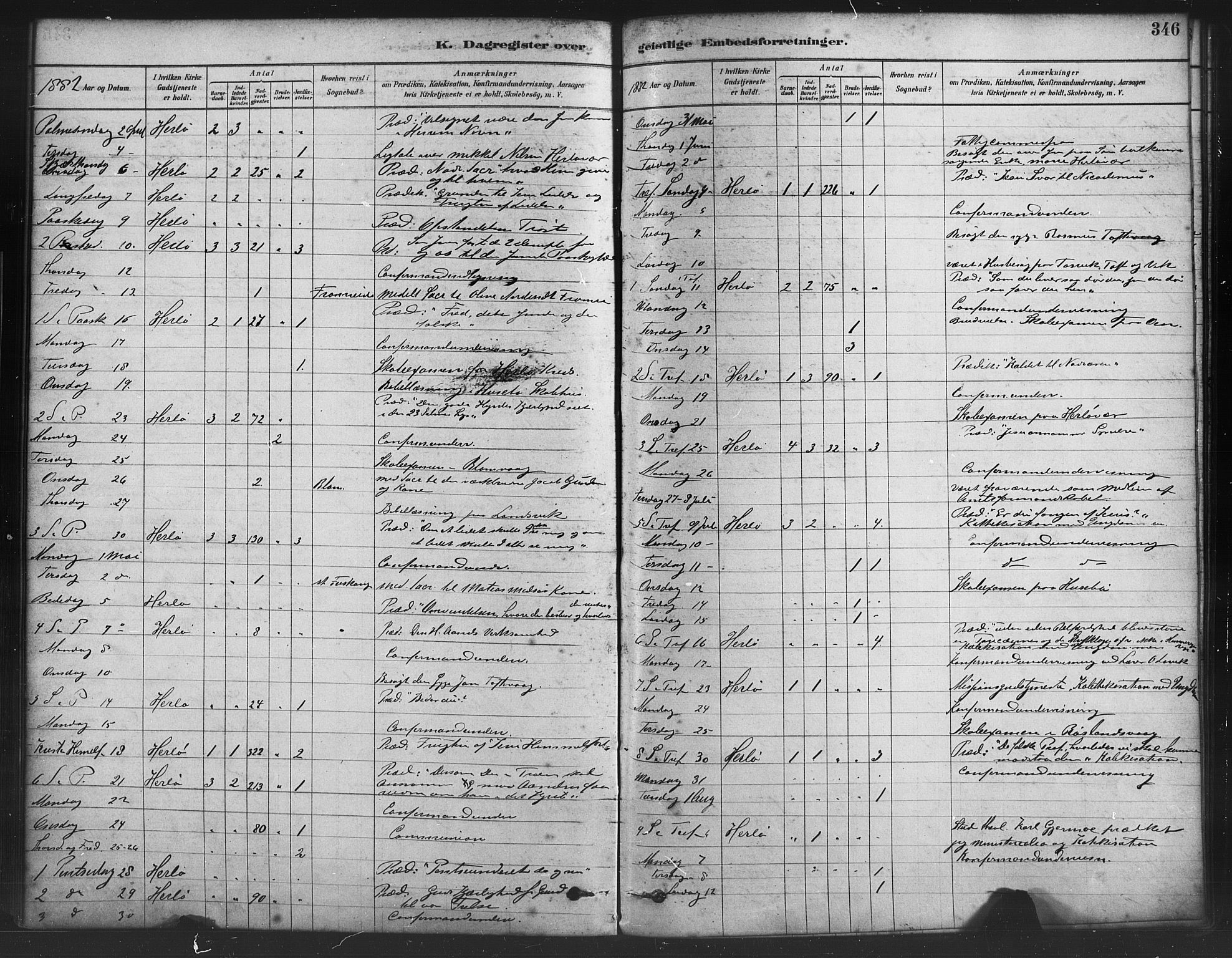 Herdla Sokneprestembete, SAB/A-75701/H/Haa: Parish register (official) no. A 3, 1878-1890, p. 346