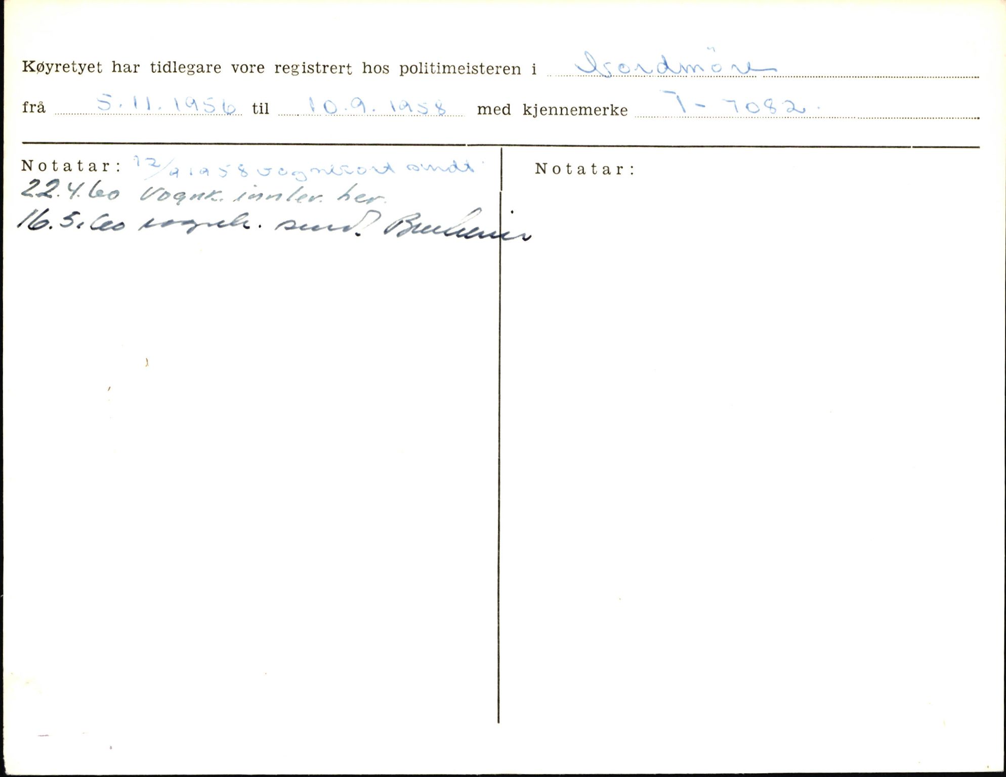 Statens vegvesen, Sogn og Fjordane vegkontor, AV/SAB-A-5301/4/F/L0006: Registerkort utmeldte Fjordane S8300-9500, 1930-1961, p. 87