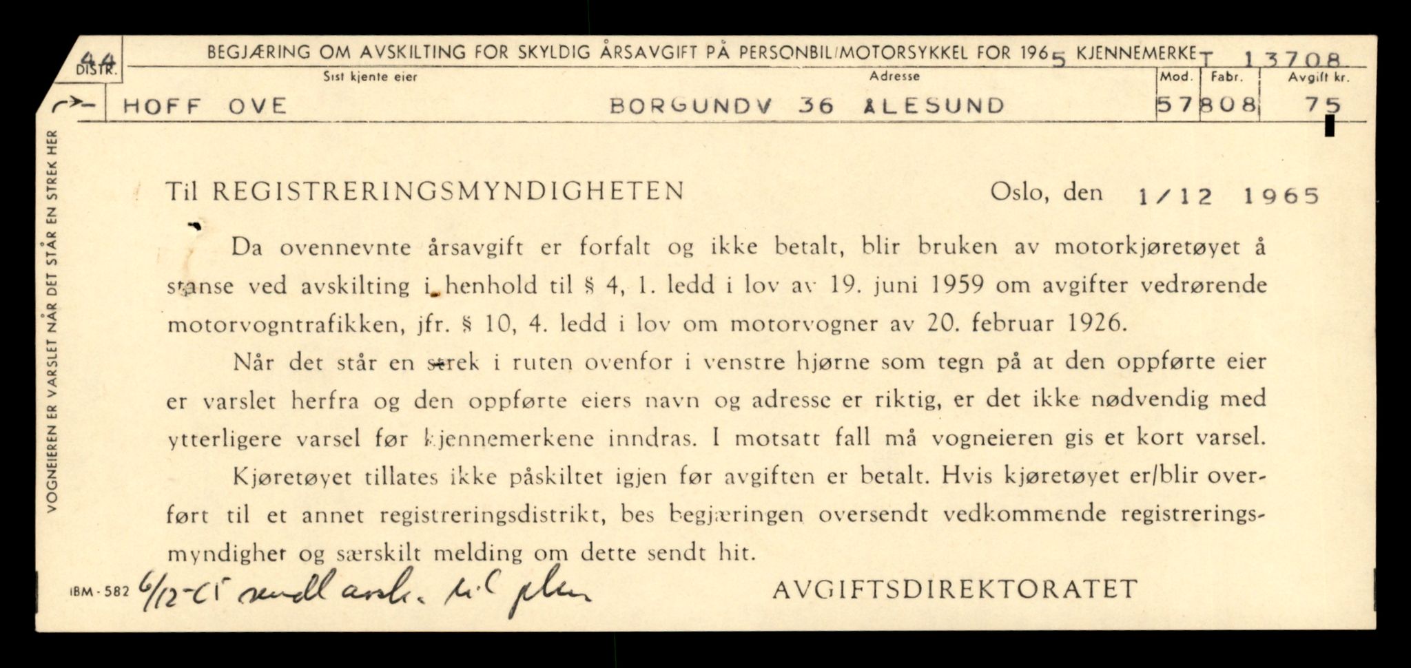 Møre og Romsdal vegkontor - Ålesund trafikkstasjon, AV/SAT-A-4099/F/Fe/L0040: Registreringskort for kjøretøy T 13531 - T 13709, 1927-1998, p. 3037