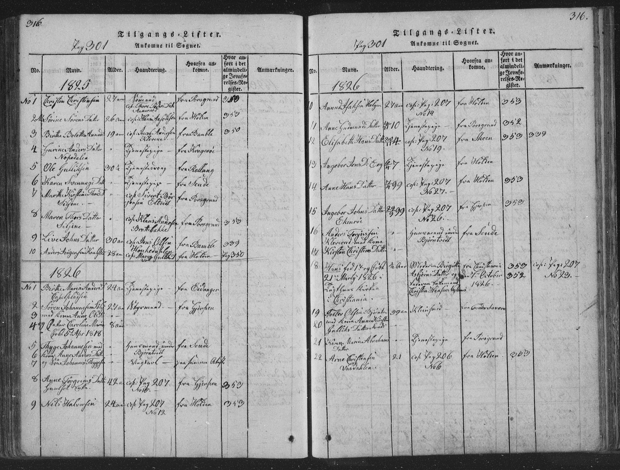 Solum kirkebøker, SAKO/A-306/F/Fa/L0004: Parish register (official) no. I 4, 1814-1833, p. 316