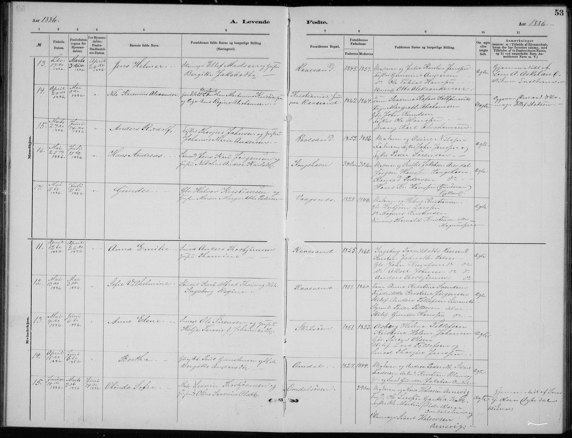 Tromøy sokneprestkontor, AV/SAK-1111-0041/F/Fb/L0005: Parish register (copy) no. B 5, 1877-1891, p. 53