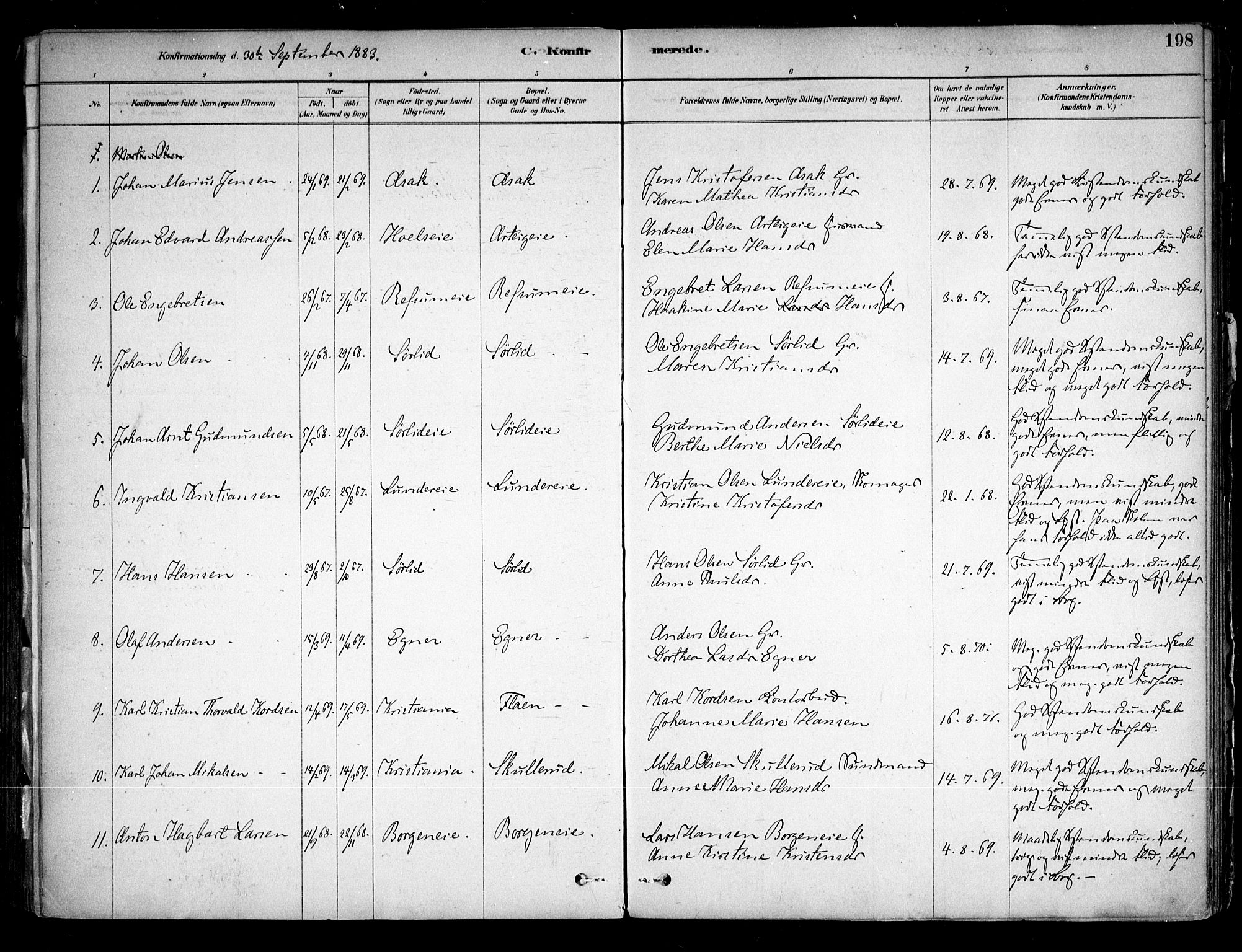 Sørum prestekontor Kirkebøker, AV/SAO-A-10303/F/Fa/L0007: Parish register (official) no. I 7, 1878-1914, p. 198