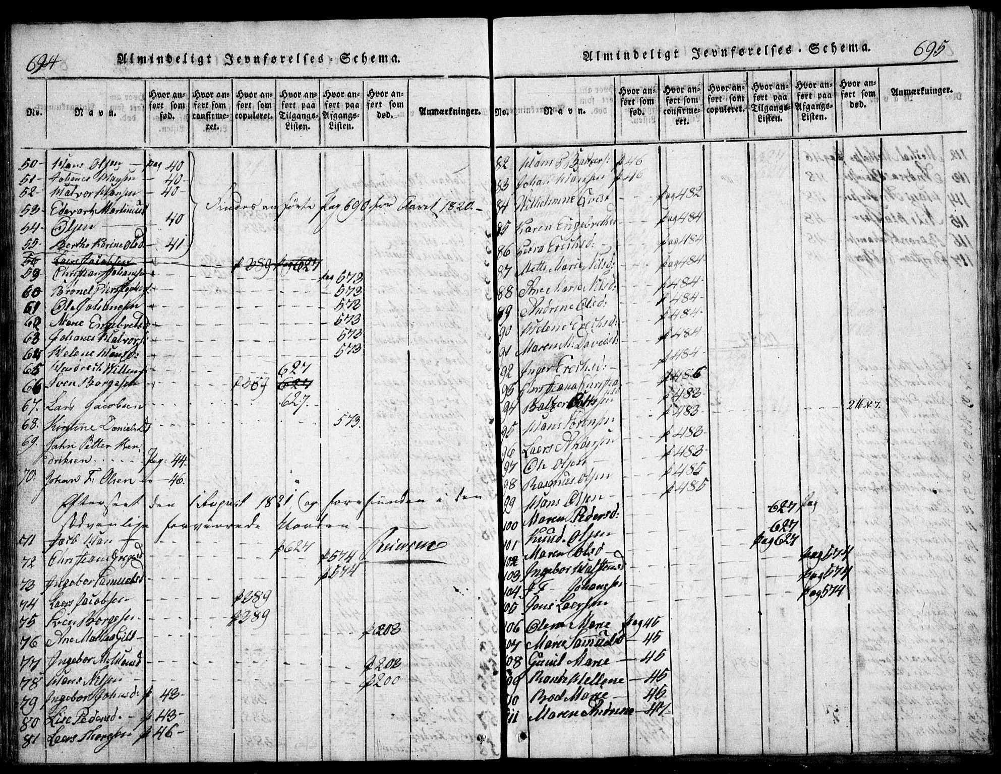 Nesodden prestekontor Kirkebøker, AV/SAO-A-10013/G/Ga/L0001: Parish register (copy) no. I 1, 1814-1847, p. 694-695