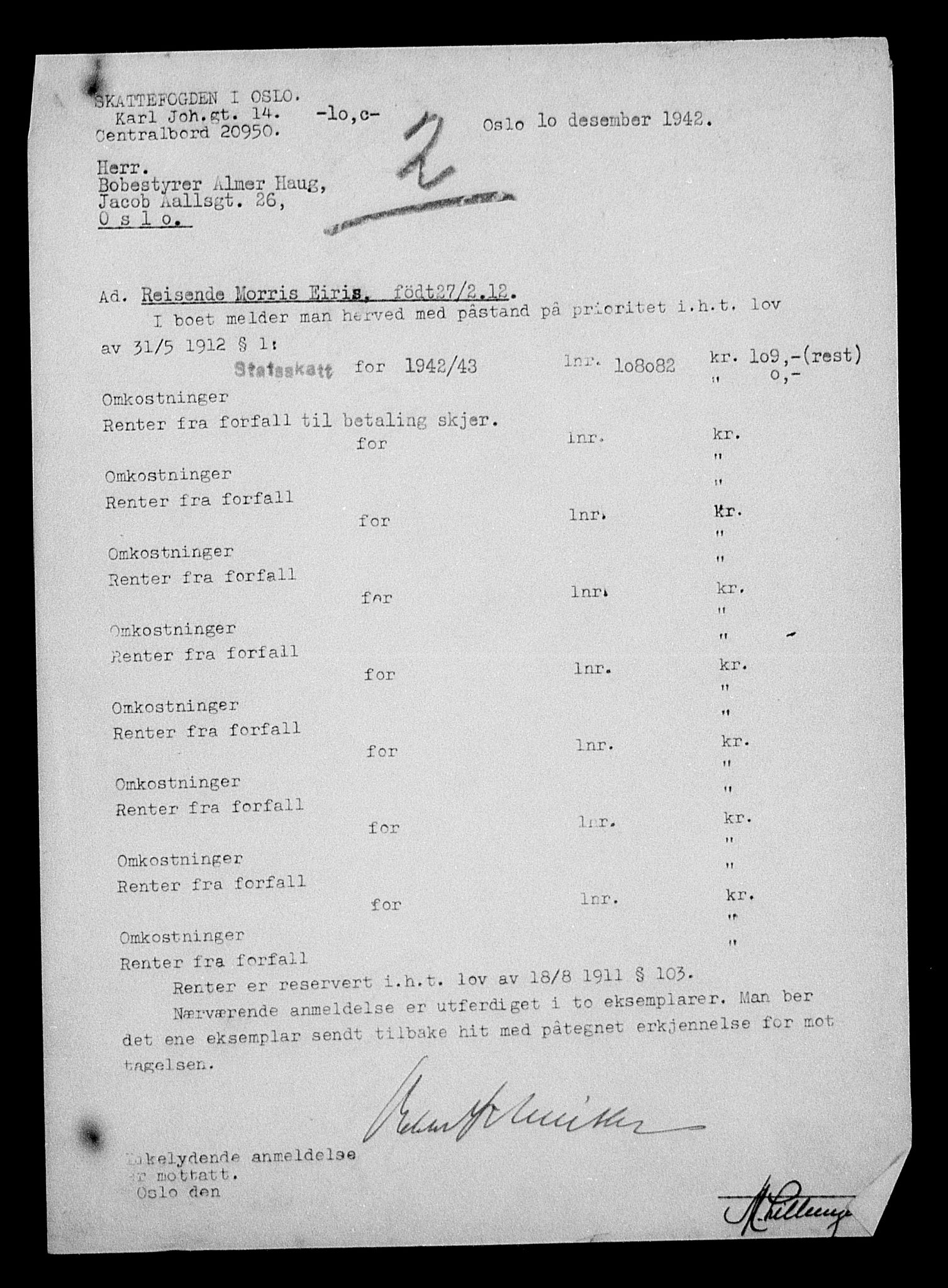 Justisdepartementet, Tilbakeføringskontoret for inndratte formuer, AV/RA-S-1564/H/Hc/Hcc/L0932: --, 1945-1947, p. 576