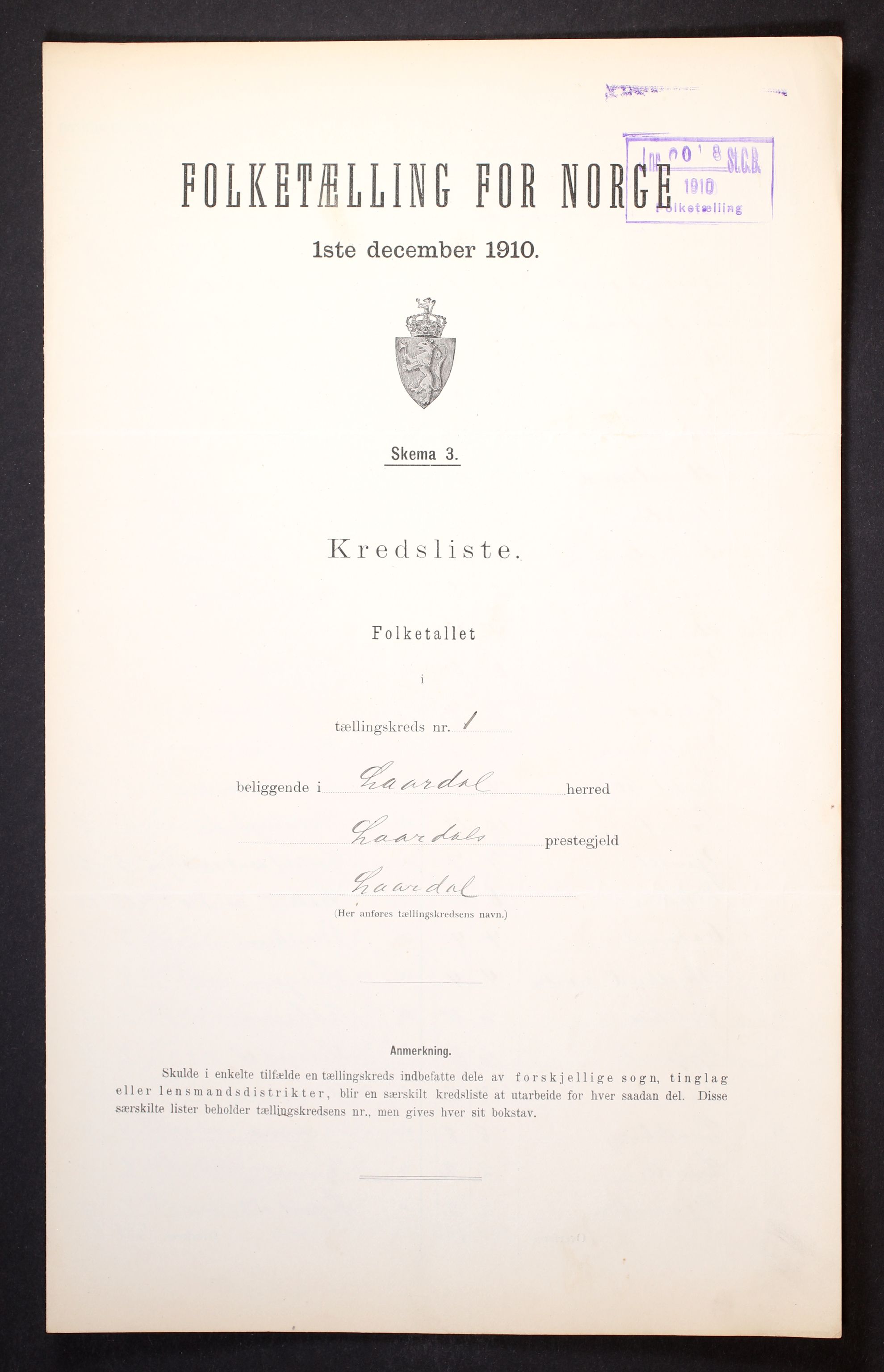 RA, 1910 census for Lårdal, 1910, p. 4