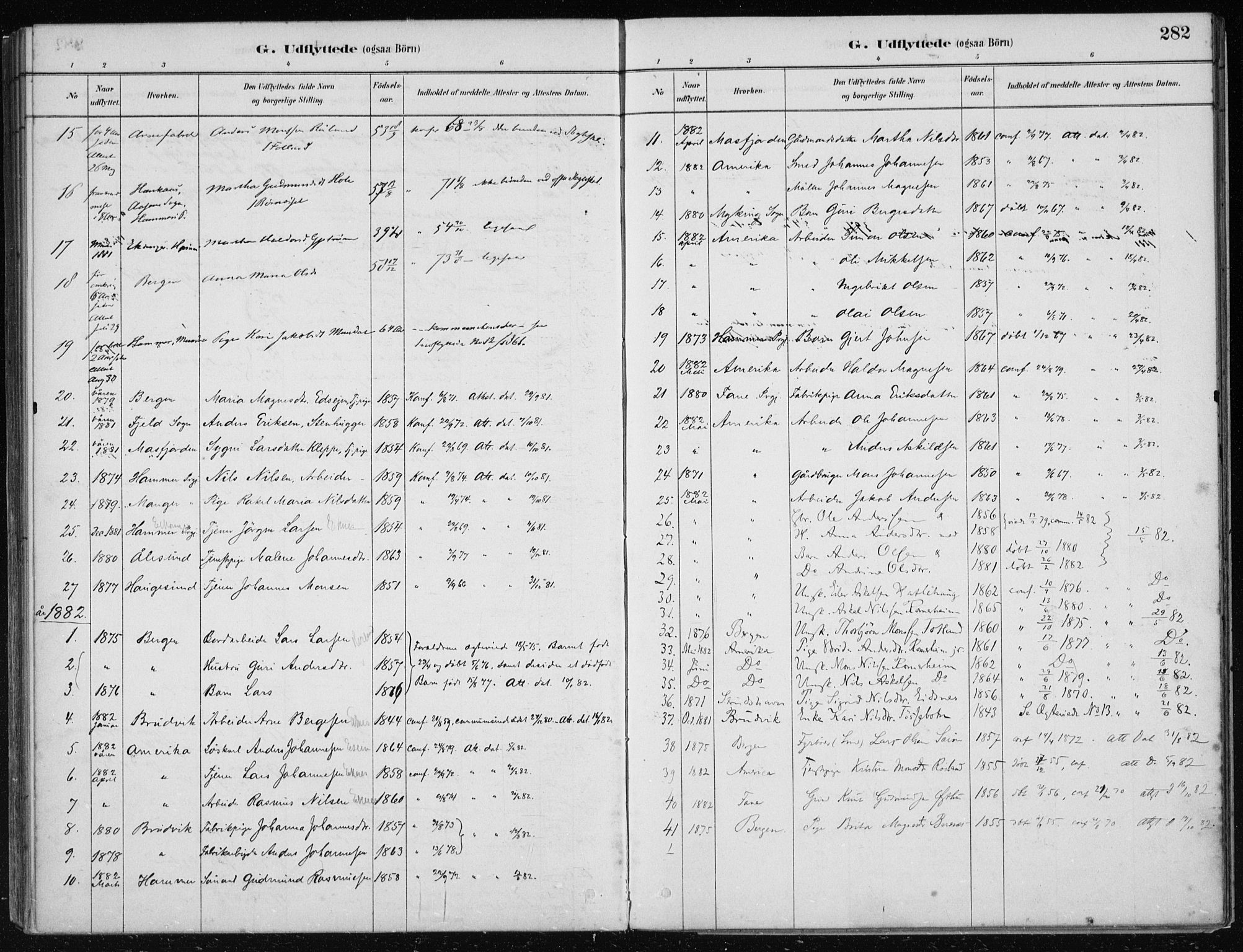 Hosanger sokneprestembete, AV/SAB-A-75801/H/Haa: Parish register (official) no. B  1, 1880-1896, p. 282