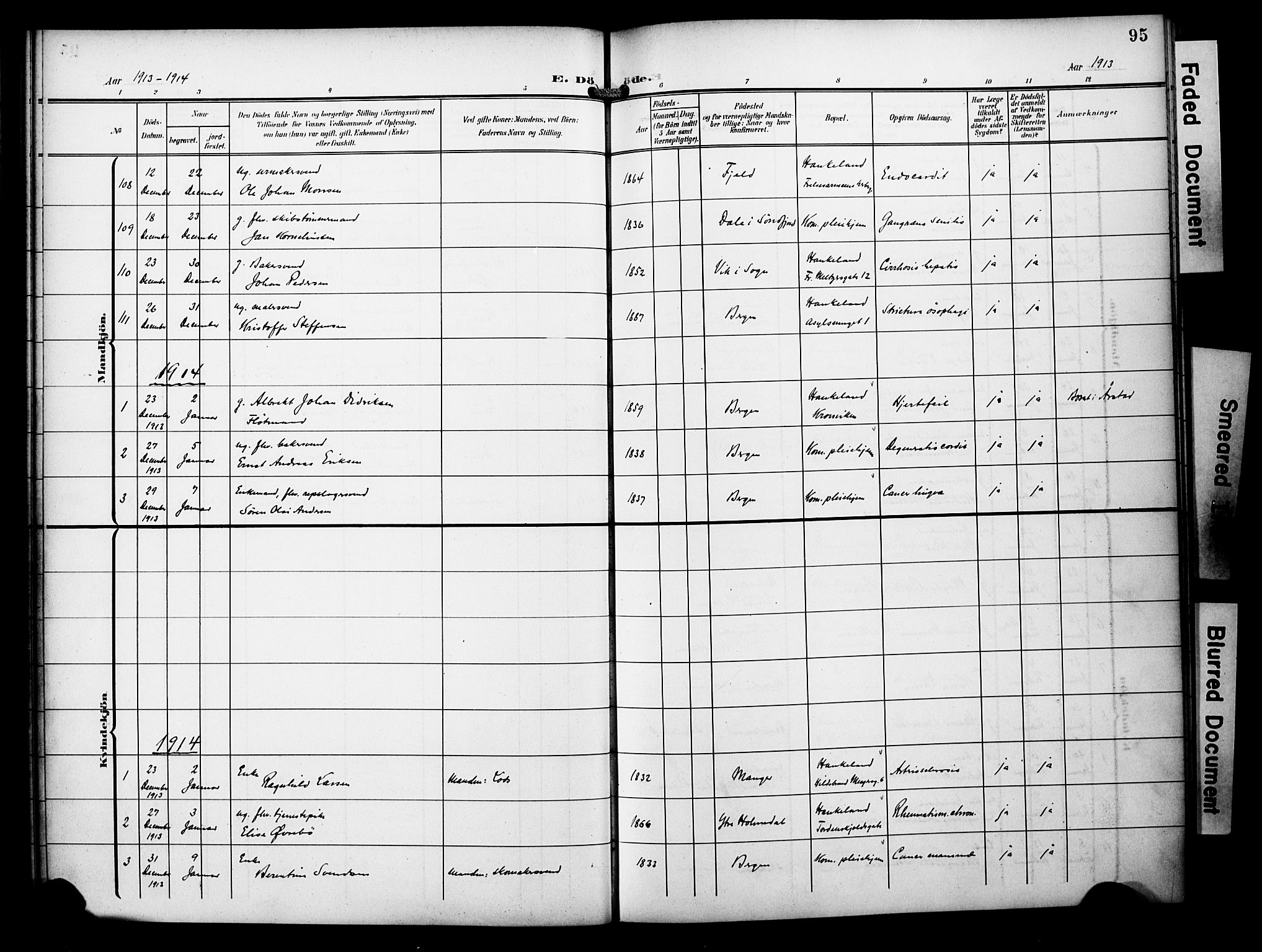 Bergen kommunale pleiehjem - stiftelsespresten, AV/SAB-A-100281: Parish register (official) no. A 6, 1908-1920, p. 95