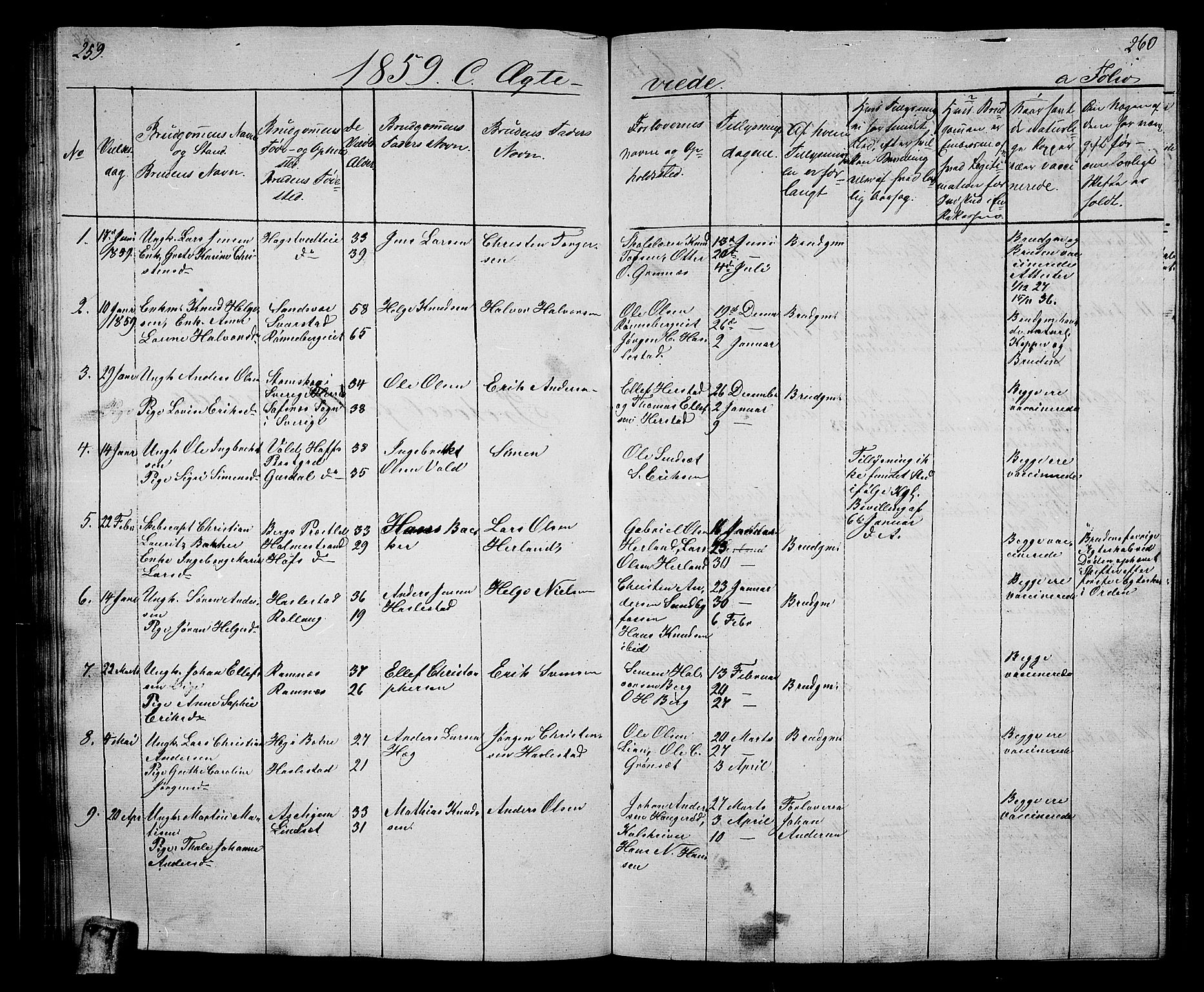 Hof kirkebøker, SAKO/A-64/G/Ga/L0002: Parish register (copy) no. I 2, 1859-1873, p. 259-260