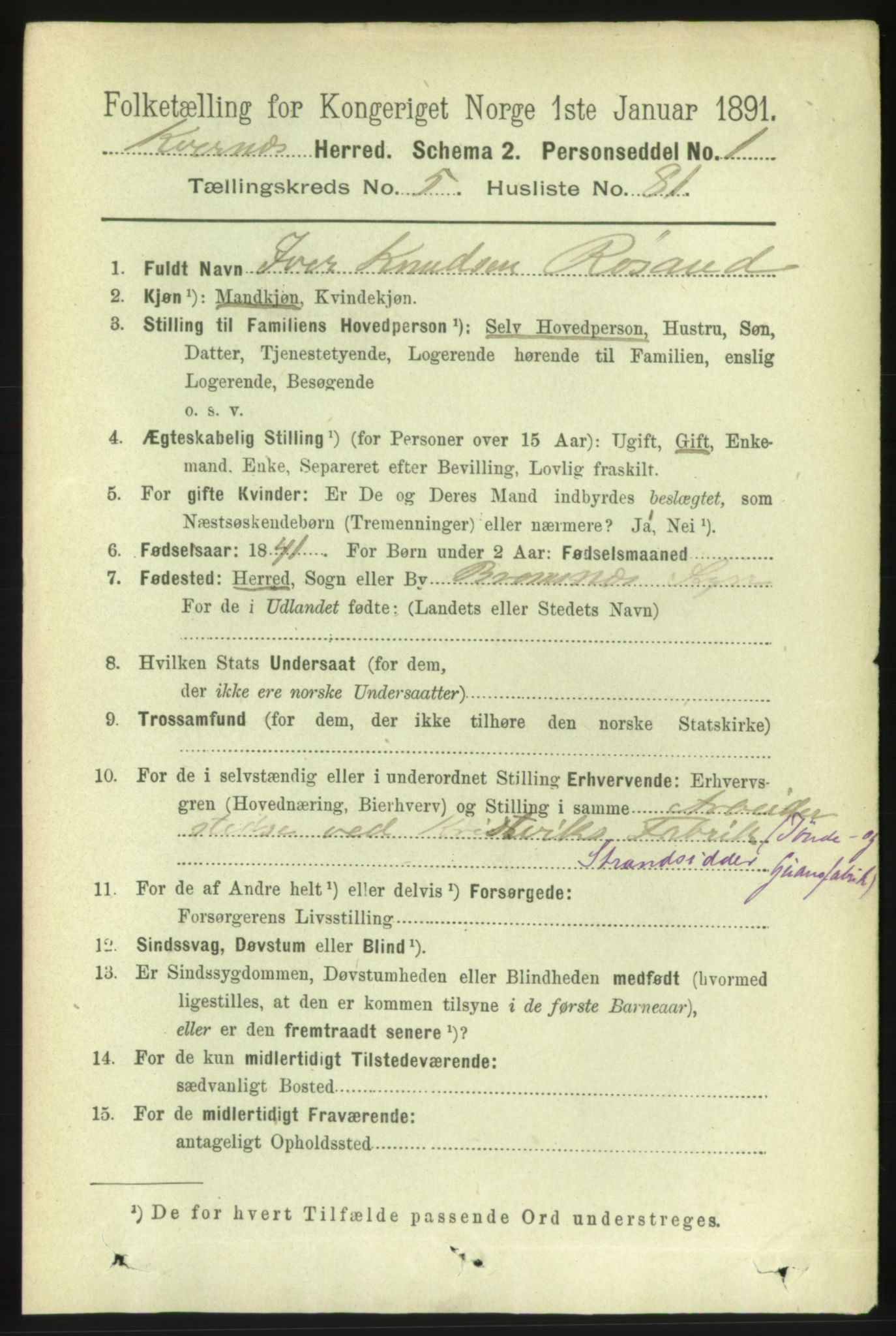 RA, 1891 census for 1553 Kvernes, 1891, p. 2852