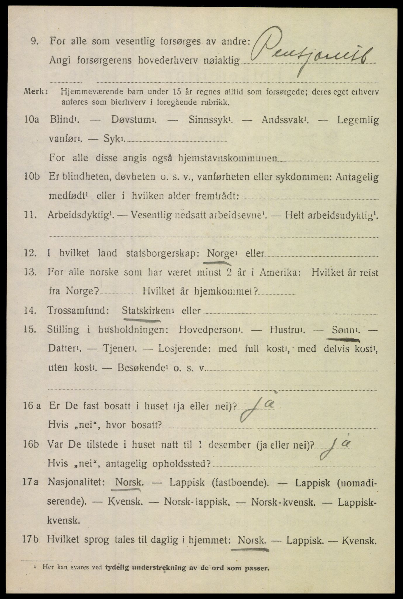 SAT, 1920 census for Lødingen, 1920, p. 4560