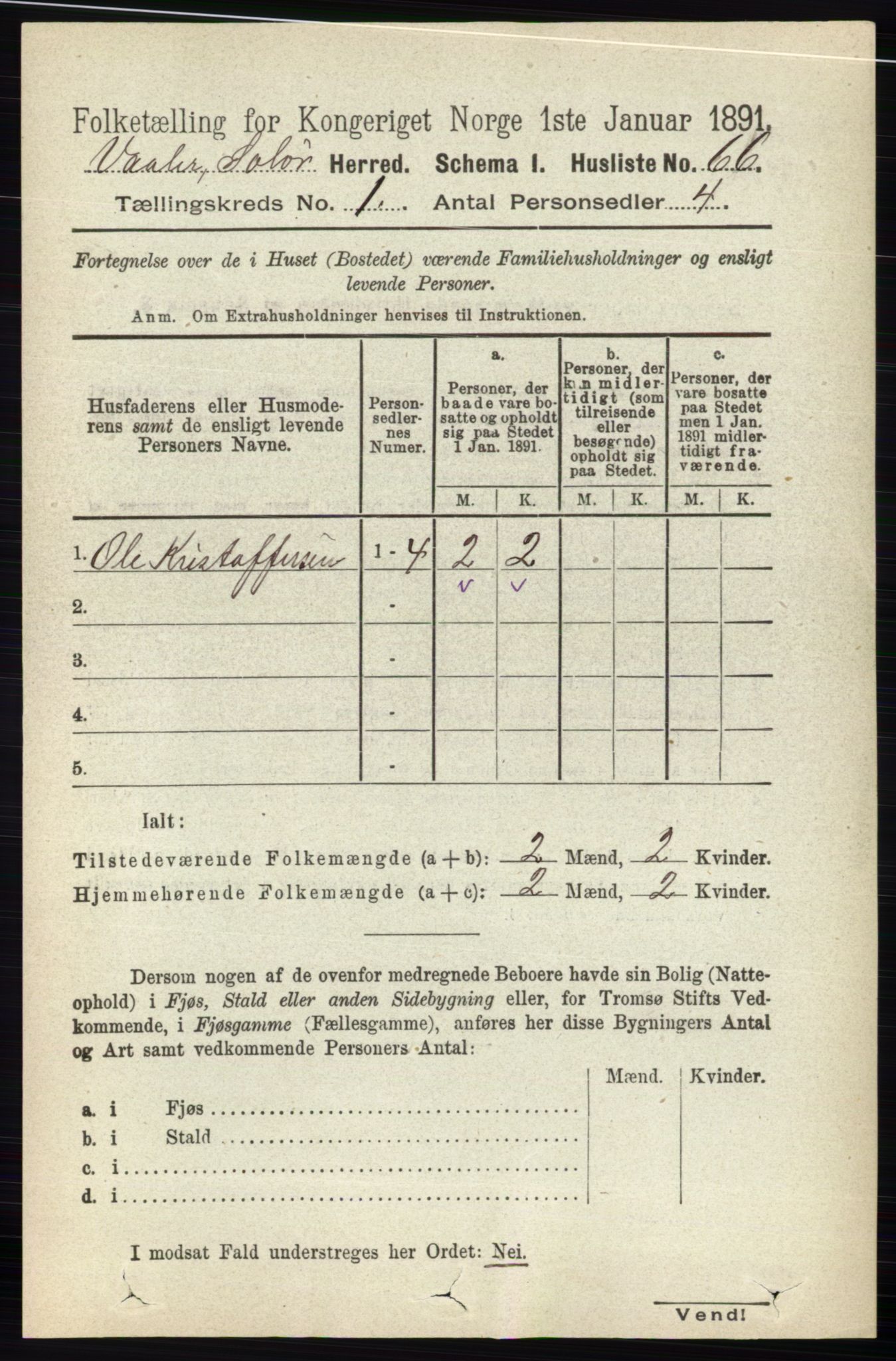 RA, 1891 census for 0426 Våler, 1891, p. 91