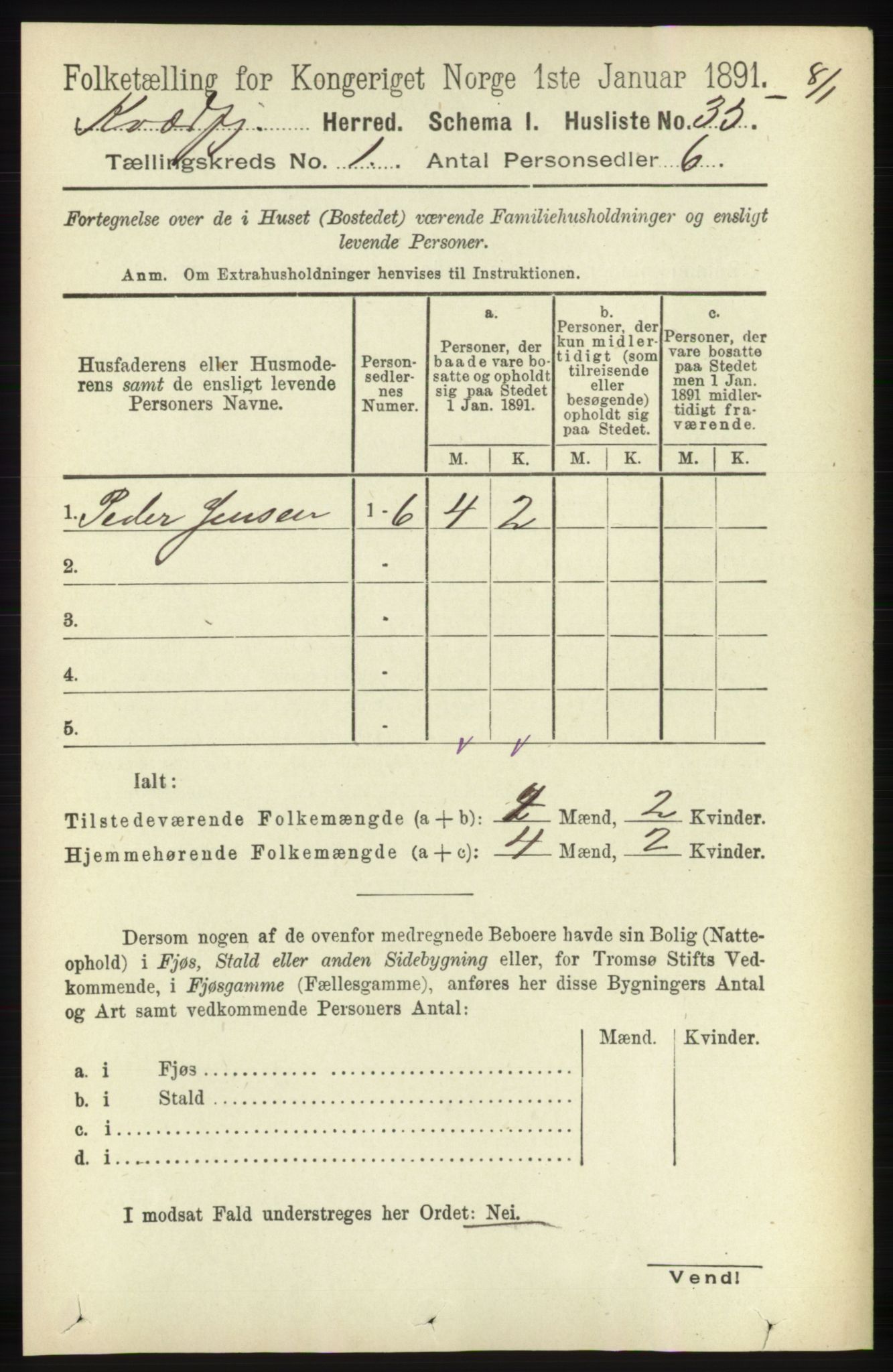 RA, 1891 census for 1911 Kvæfjord, 1891, p. 55