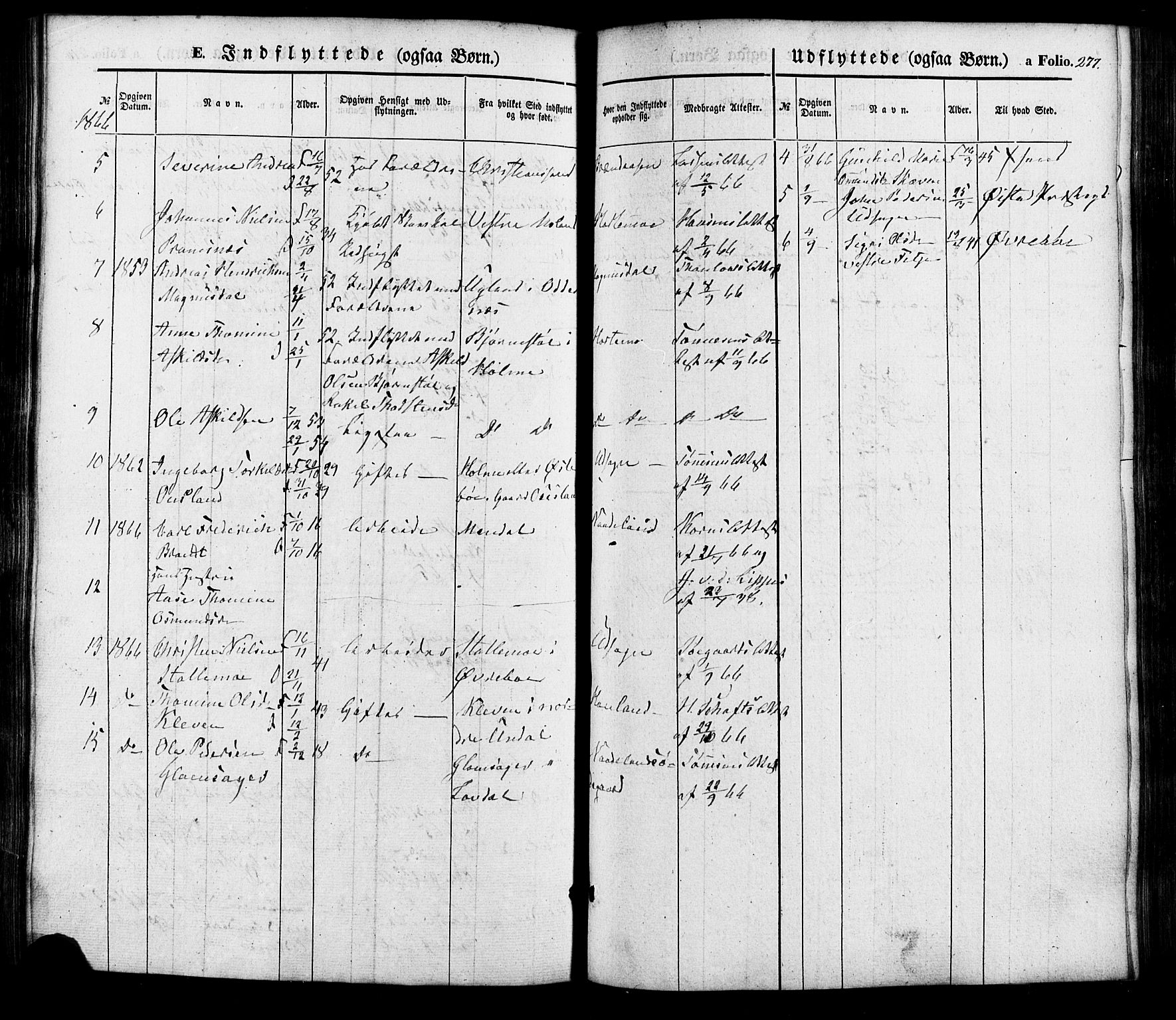 Søgne sokneprestkontor, SAK/1111-0037/F/Fa/Faa/L0002: Parish register (official) no. A 2, 1854-1882, p. 277
