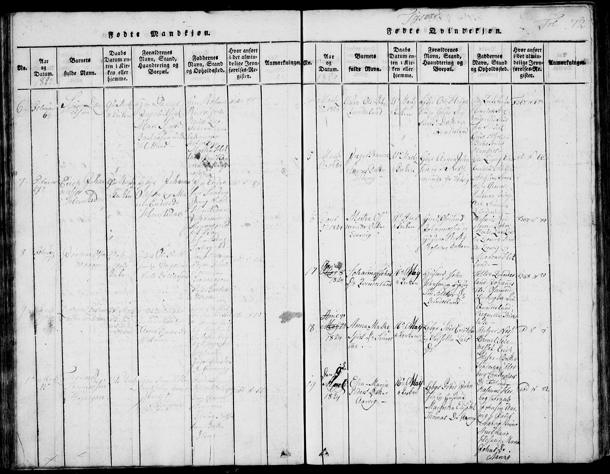 Skjold sokneprestkontor, AV/SAST-A-101847/H/Ha/Hab/L0002: Parish register (copy) no. B 2 /1, 1815-1830, p. 72