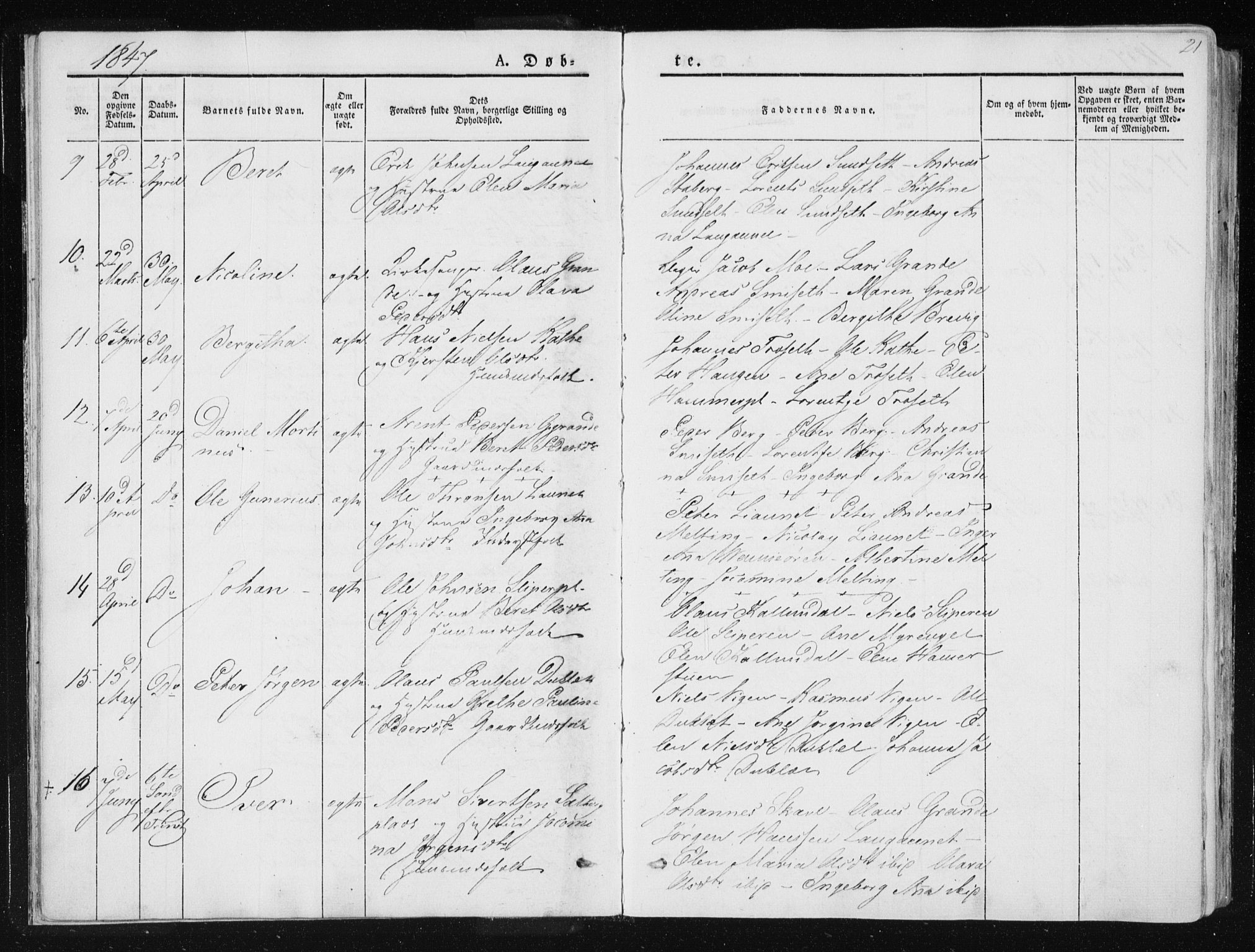 Ministerialprotokoller, klokkerbøker og fødselsregistre - Nord-Trøndelag, SAT/A-1458/733/L0323: Parish register (official) no. 733A02, 1843-1870, p. 21