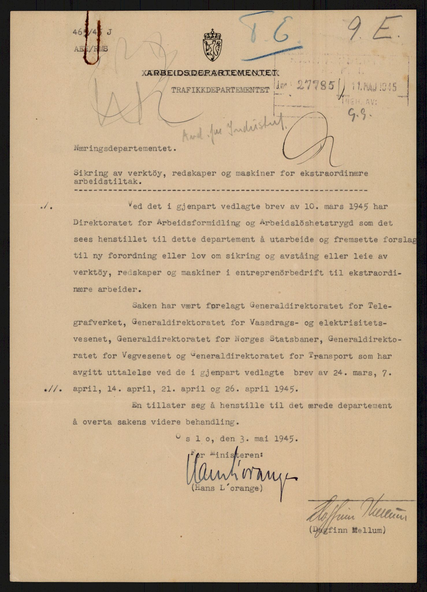 Direktoratet for industriforsyning, Sekretariatet, AV/RA-S-4153/D/Df/L0055: 9. Metallkontoret, 1940-1945, p. 2