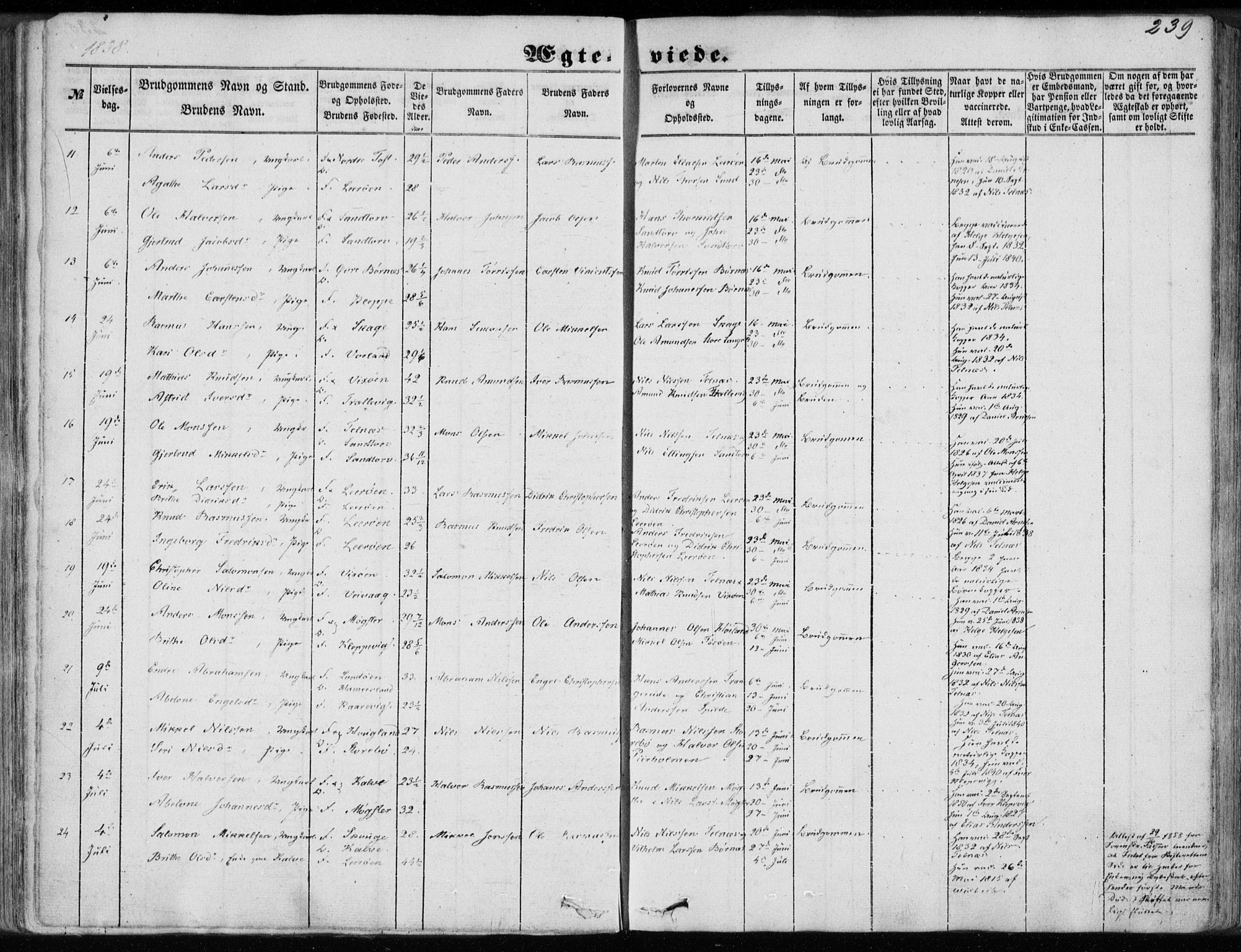 Sund sokneprestembete, AV/SAB-A-99930: Parish register (official) no. A 14, 1850-1866, p. 239