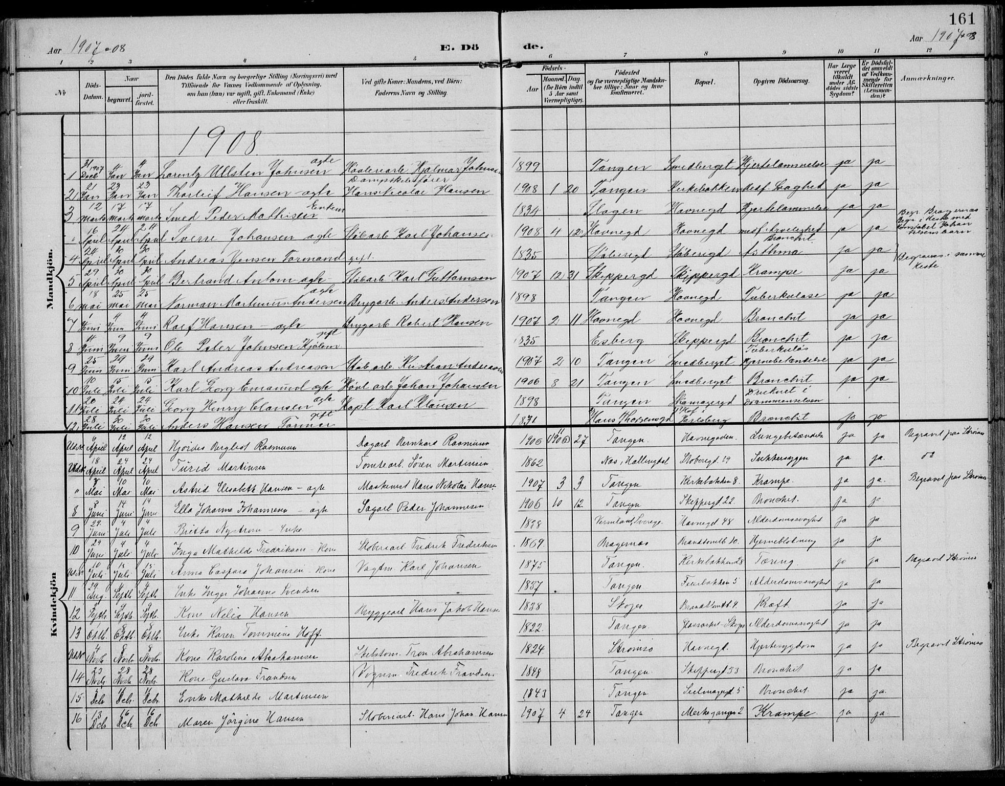 Strømsø kirkebøker, AV/SAKO-A-246/F/Fb/L0008: Parish register (official) no. II 8, 1902-1933, p. 161