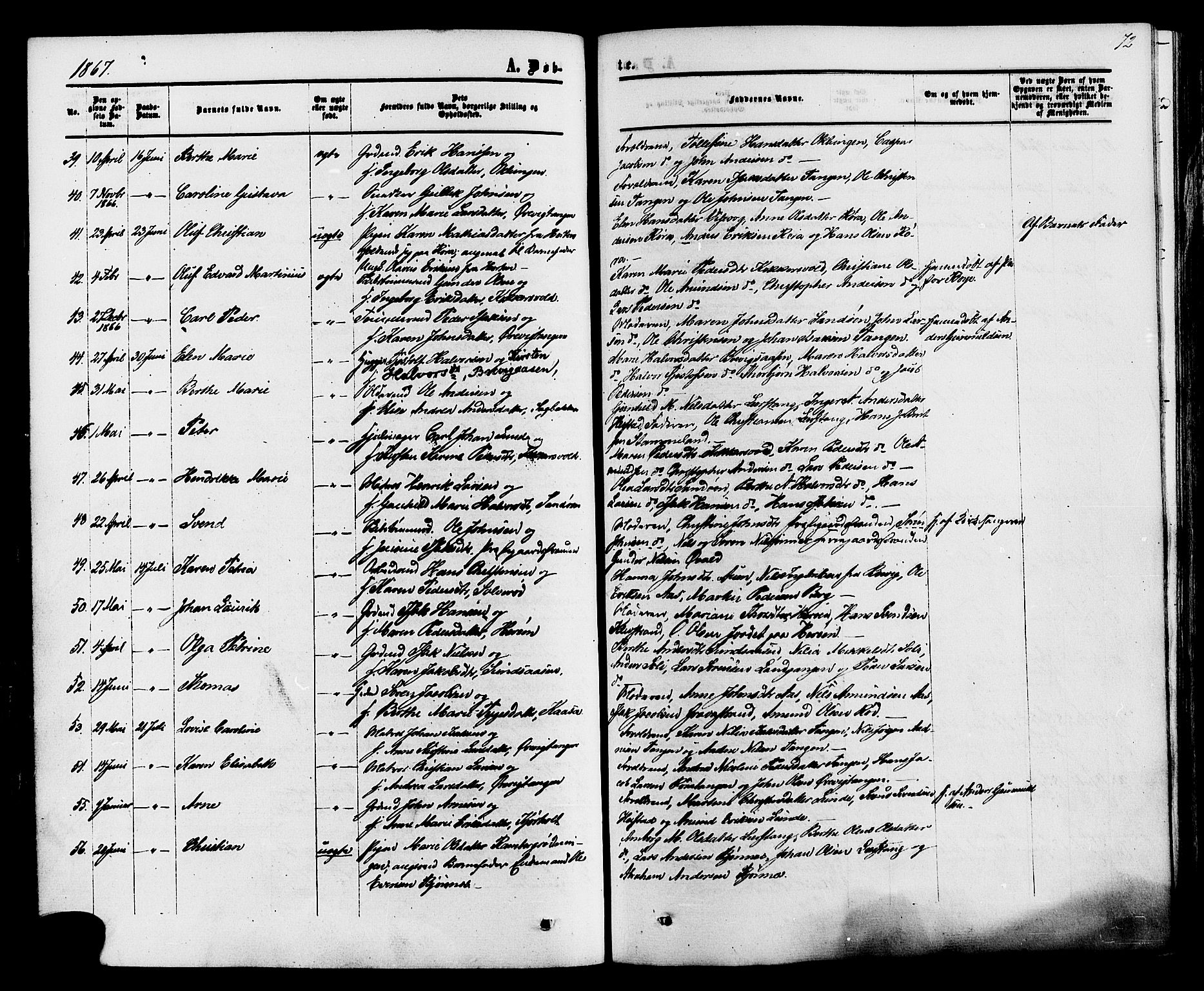 Eidanger kirkebøker, AV/SAKO-A-261/F/Fa/L0010: Parish register (official) no. 10, 1859-1874, p. 72