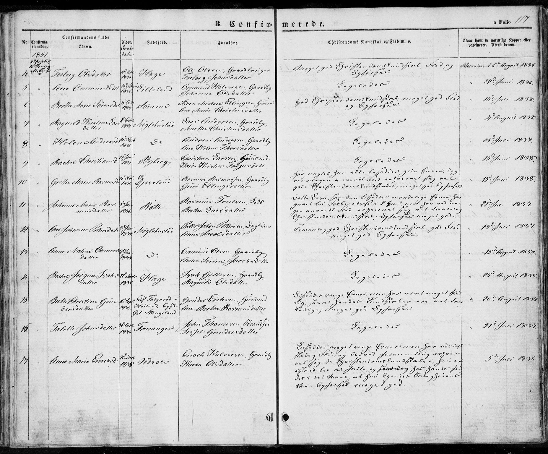 Håland sokneprestkontor, AV/SAST-A-101802/001/30BA/L0006: Parish register (official) no. A 6, 1842-1853, p. 117