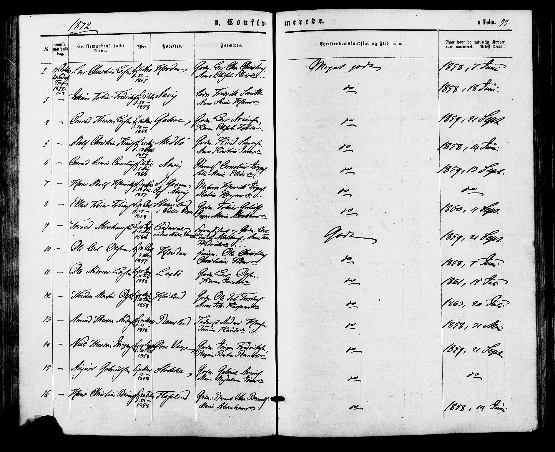 Sør-Audnedal sokneprestkontor, AV/SAK-1111-0039/F/Fa/Faa/L0003: Parish register (official) no. A 3, 1868-1883, p. 99