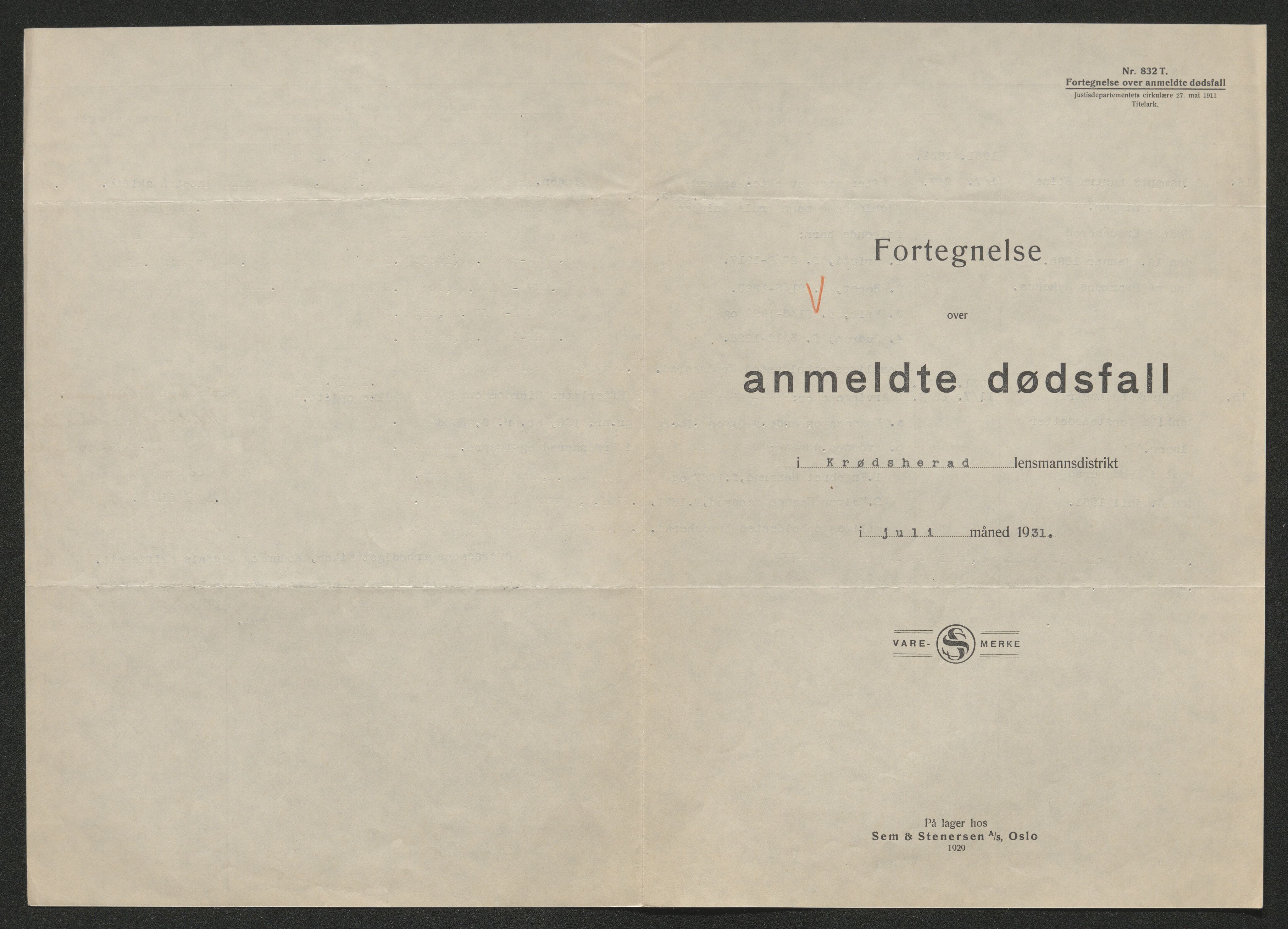 Eiker, Modum og Sigdal sorenskriveri, AV/SAKO-A-123/H/Ha/Hab/L0046: Dødsfallsmeldinger, 1930-1931, p. 1012