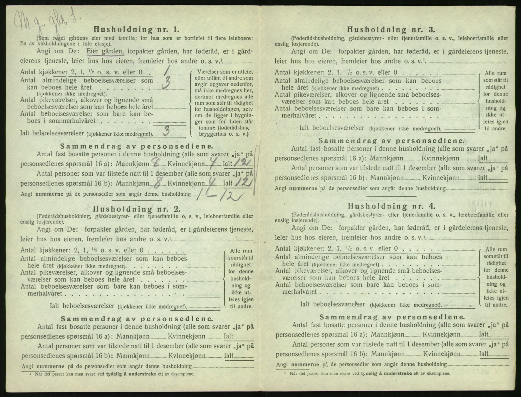 SAK, 1920 census for Vegårshei, 1920, p. 55