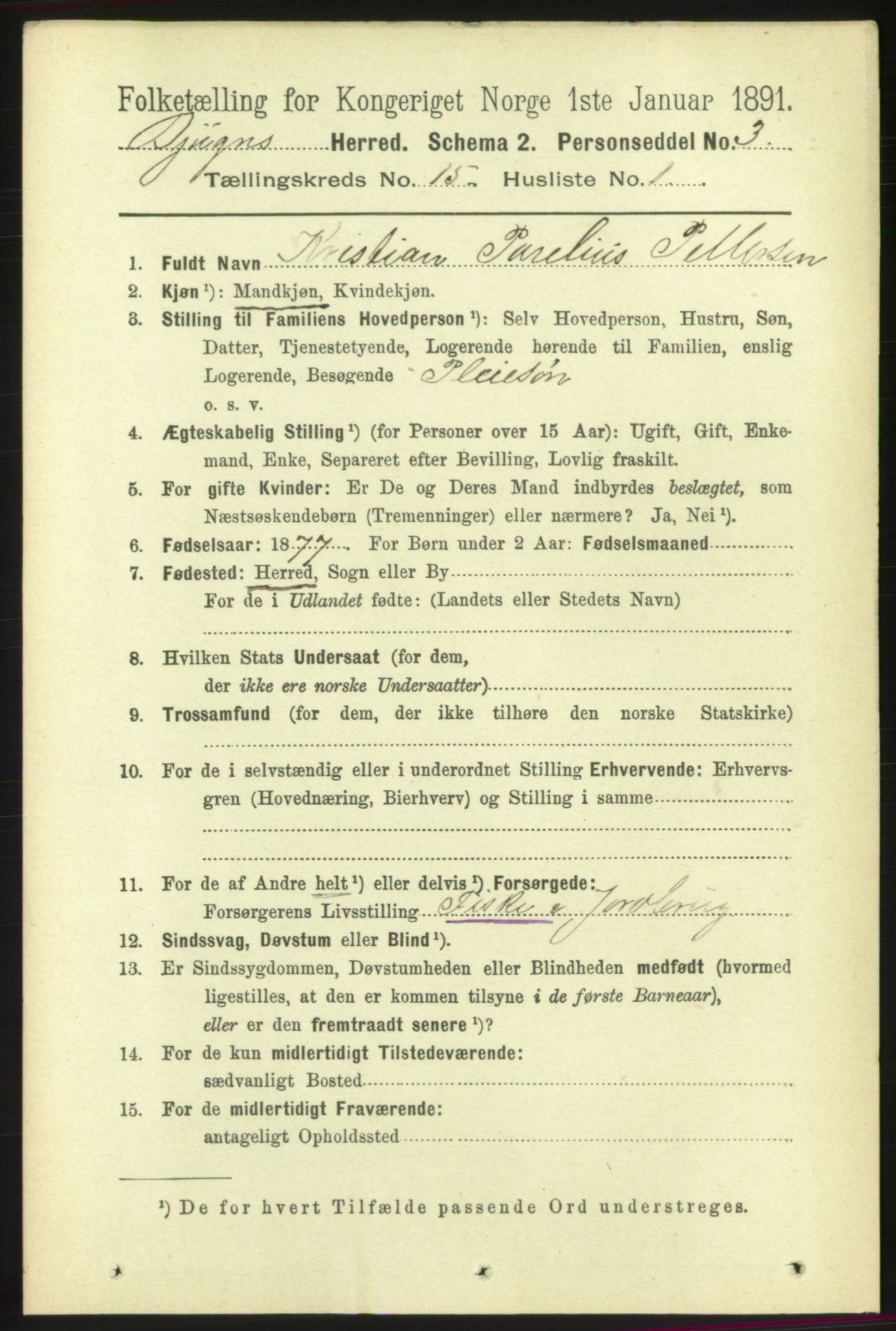 RA, 1891 census for 1627 Bjugn, 1891, p. 4240