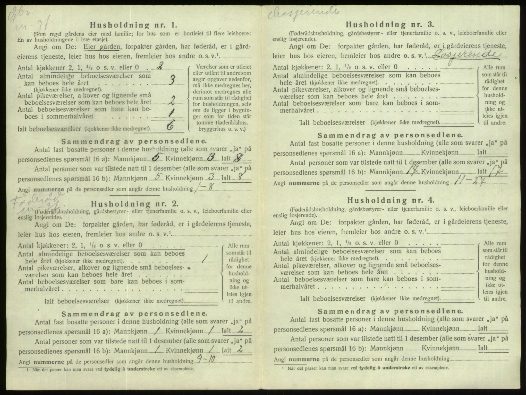 SAB, 1920 census for Hornindal, 1920, p. 486