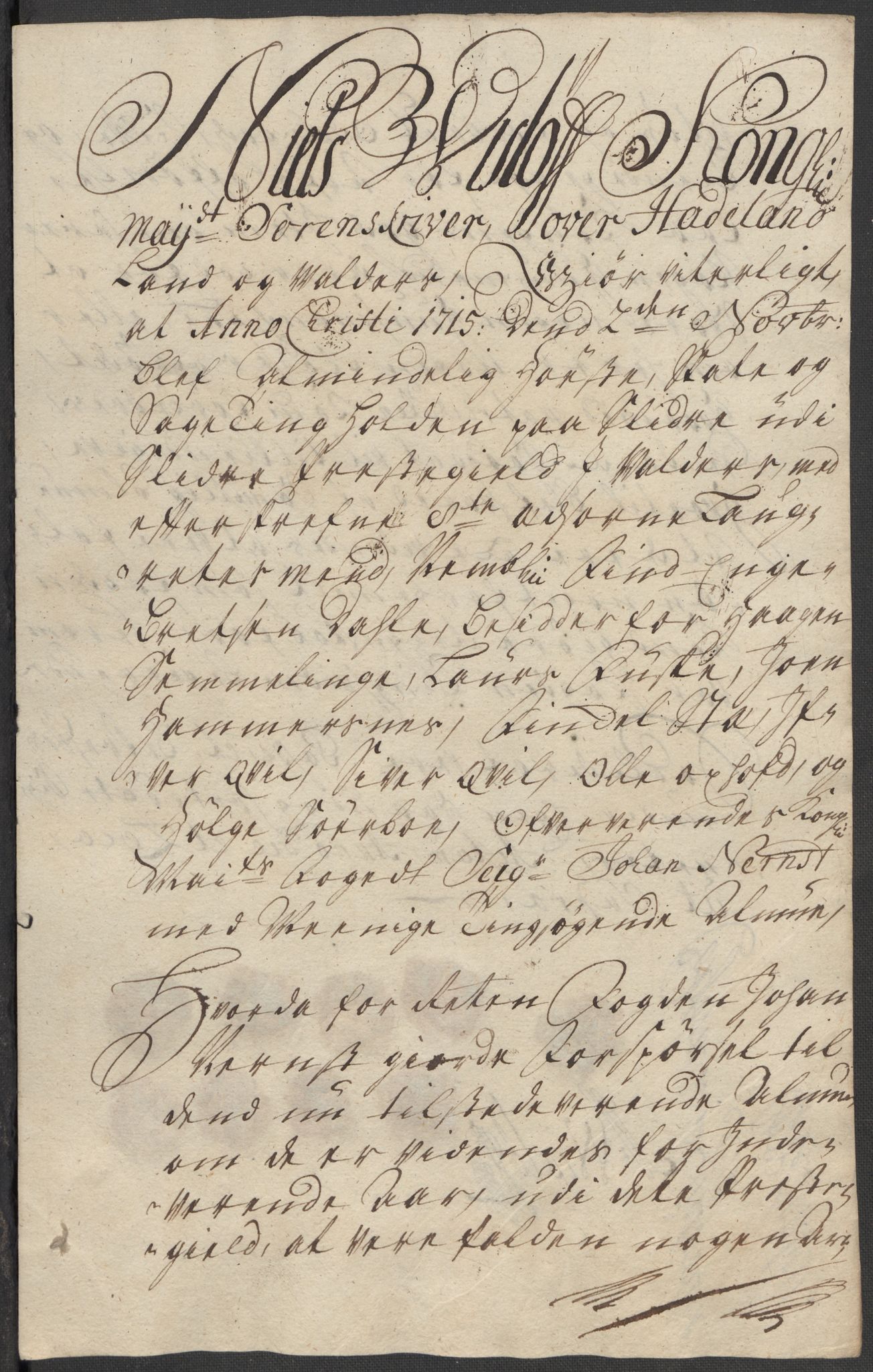 Rentekammeret inntil 1814, Reviderte regnskaper, Fogderegnskap, AV/RA-EA-4092/R18/L1314: Fogderegnskap Hadeland, Toten og Valdres, 1715, p. 262