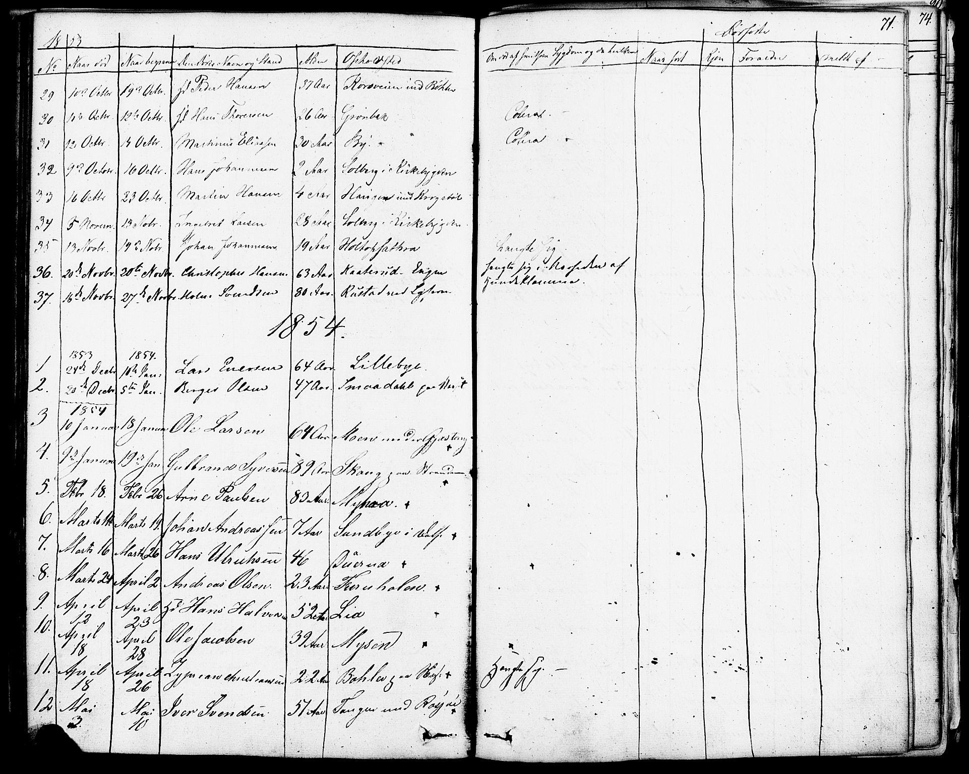 Enebakk prestekontor Kirkebøker, AV/SAO-A-10171c/F/Fa/L0013: Parish register (official) no. I 13, 1832-1882, p. 71