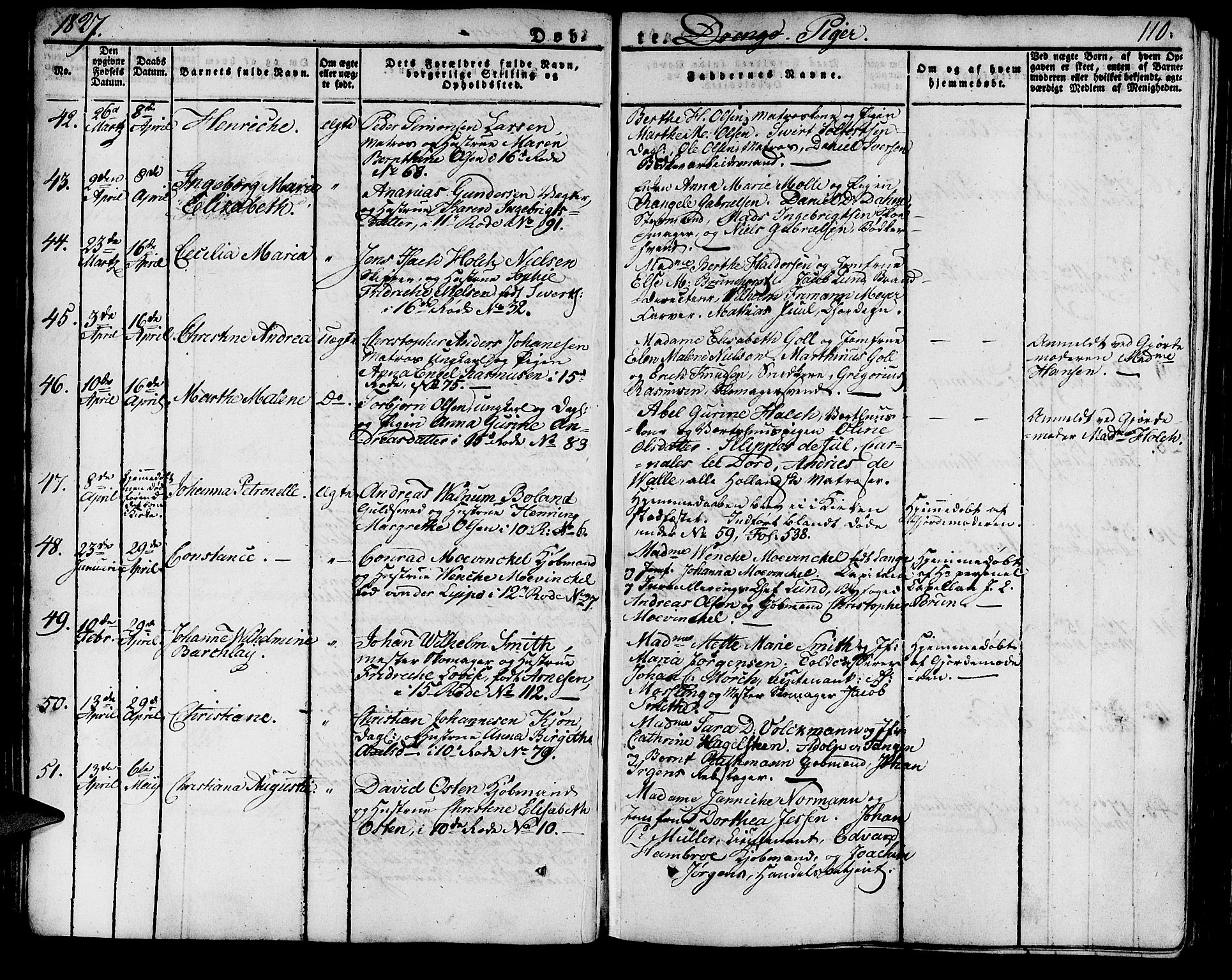 Domkirken sokneprestembete, SAB/A-74801/H/Haa/L0012: Parish register (official) no. A 12, 1821-1840, p. 110