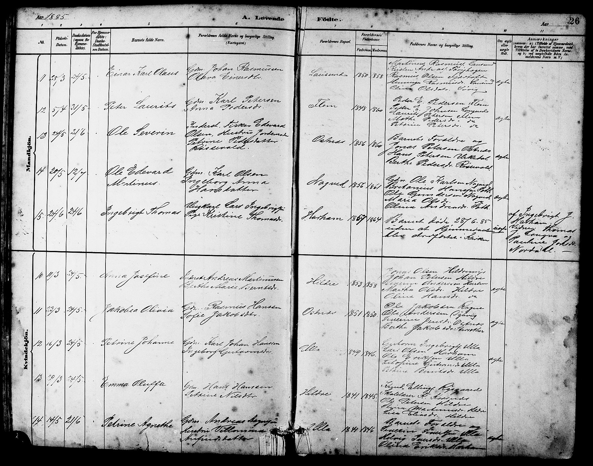 Ministerialprotokoller, klokkerbøker og fødselsregistre - Møre og Romsdal, SAT/A-1454/536/L0510: Parish register (copy) no. 536C05, 1881-1898, p. 26