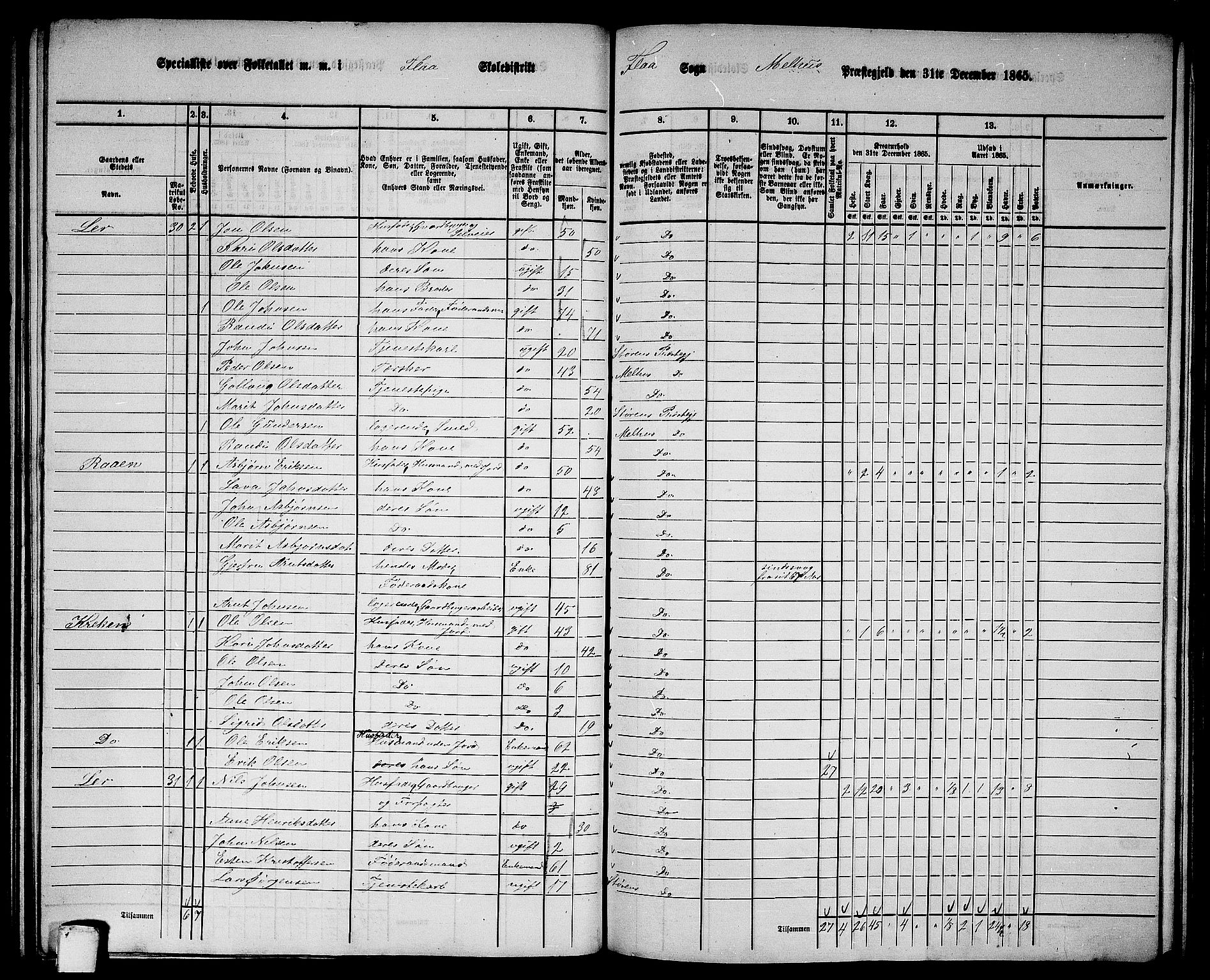 RA, 1865 census for Melhus, 1865, p. 147