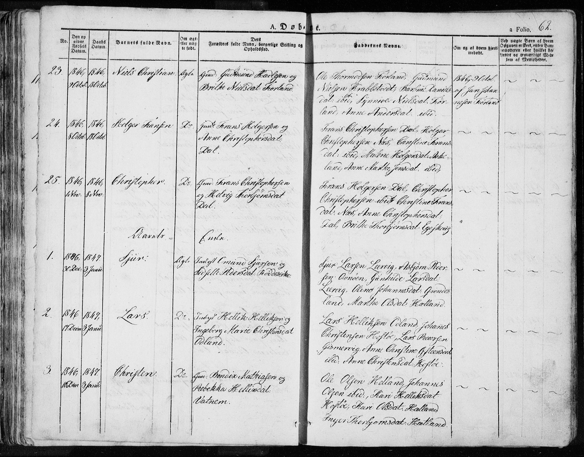 Tysvær sokneprestkontor, SAST/A -101864/H/Ha/Haa/L0001: Parish register (official) no. A 1.1, 1831-1856, p. 62