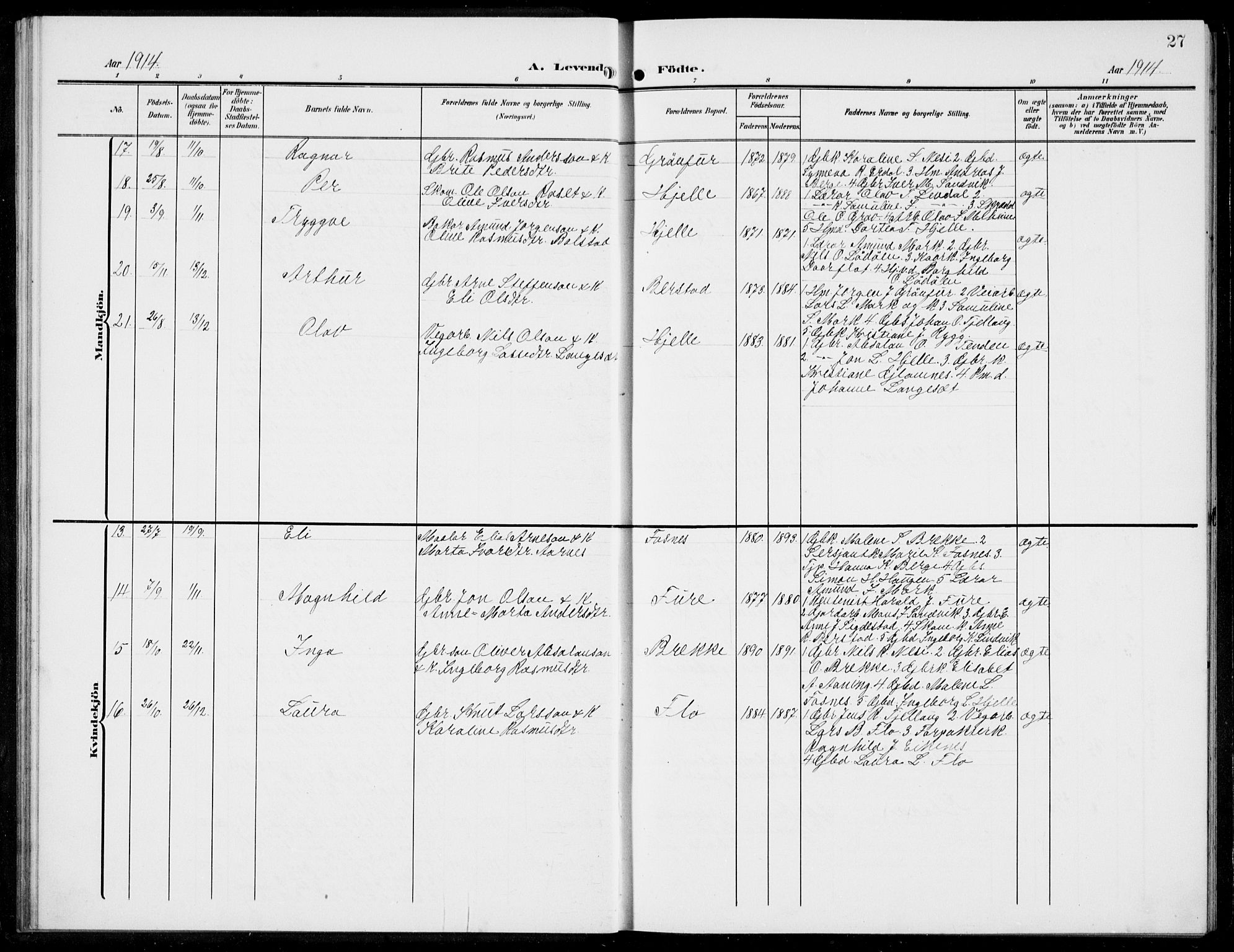 Stryn Sokneprestembete, AV/SAB-A-82501: Parish register (copy) no. C 4, 1905-1936, p. 27