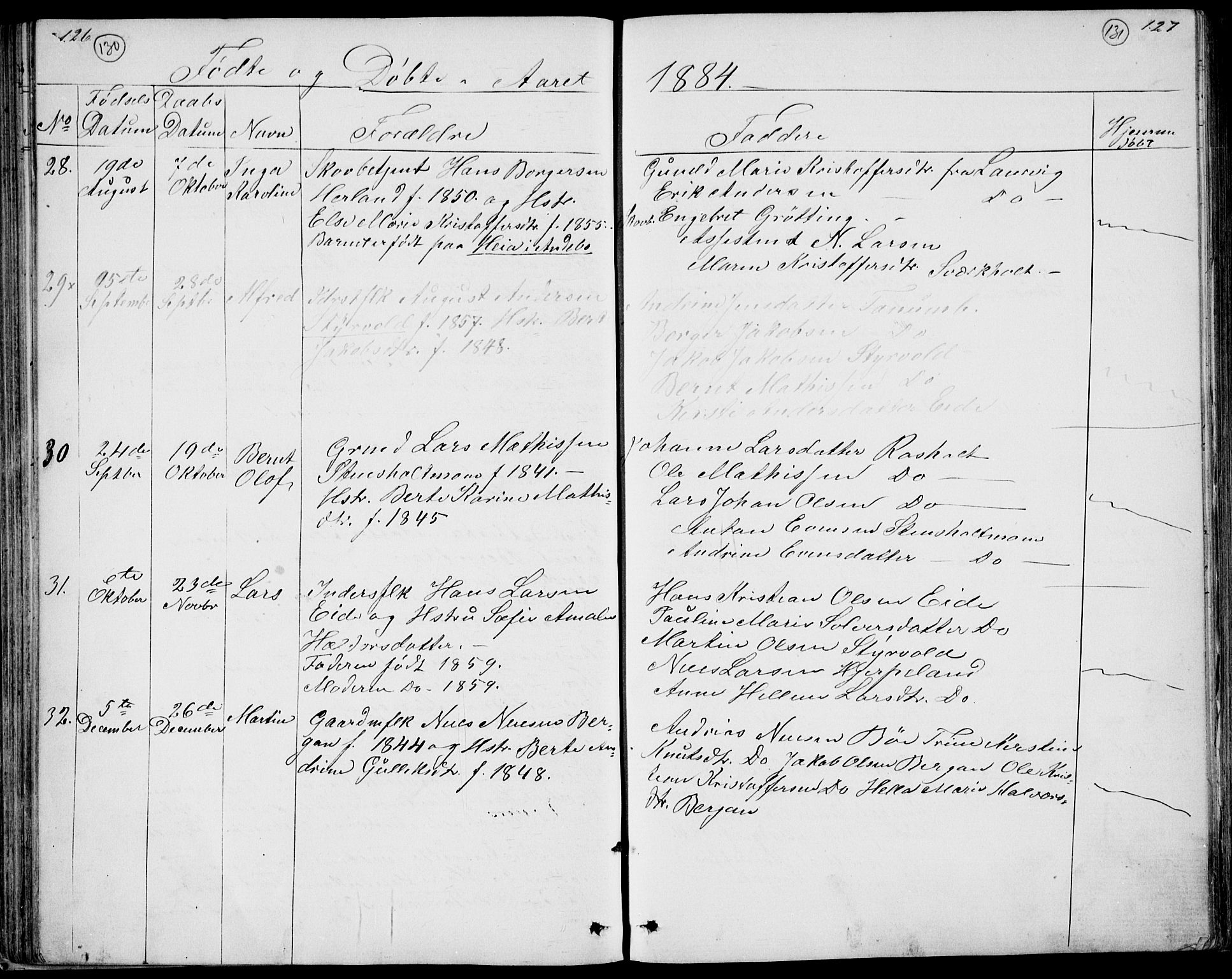 Lardal kirkebøker, SAKO/A-350/G/Gc/L0001: Parish register (copy) no. III 1, 1859-1893, p. 126-127