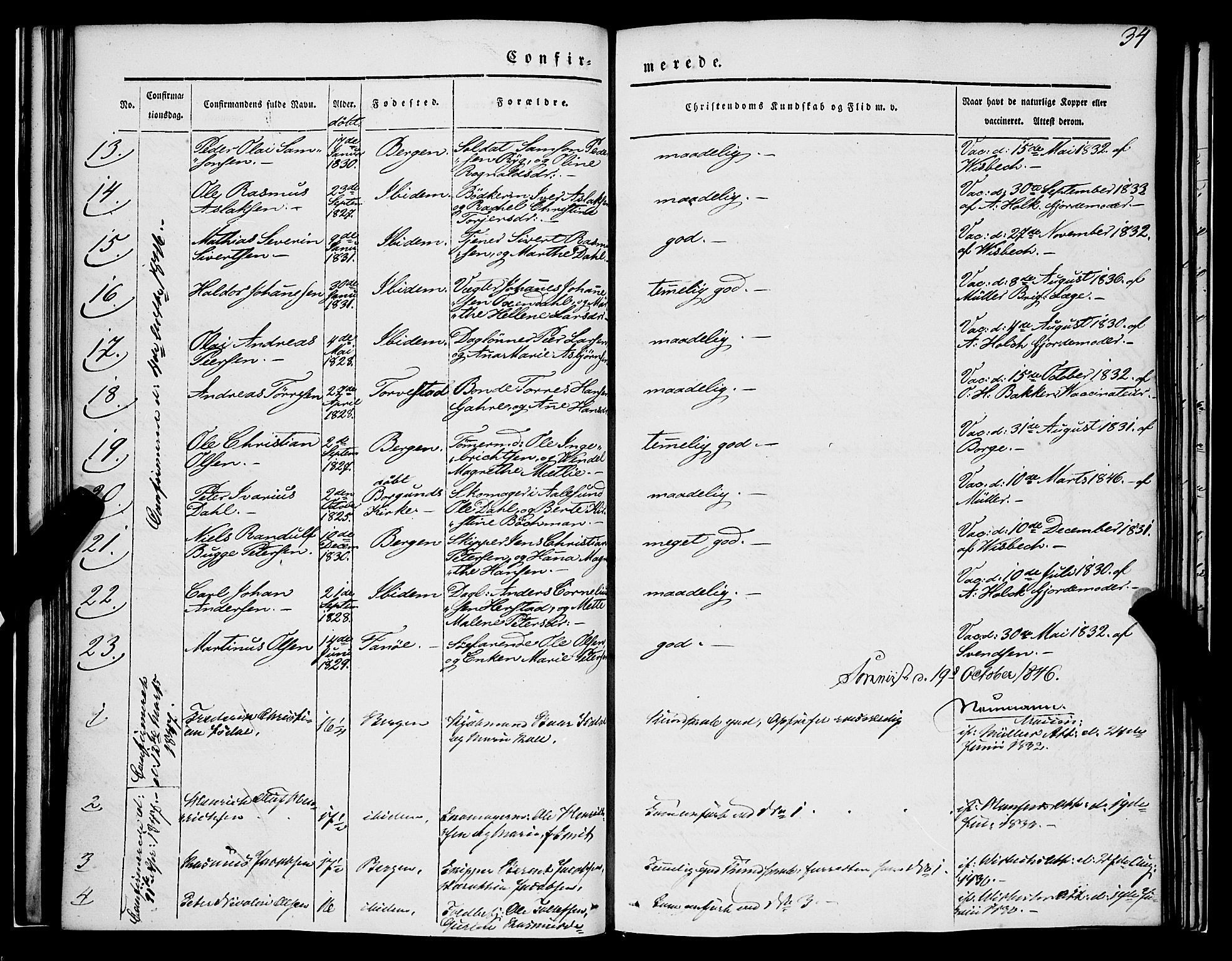 Nykirken Sokneprestembete, SAB/A-77101/H/Haa/L0022: Parish register (official) no. C 1, 1840-1851, p. 34