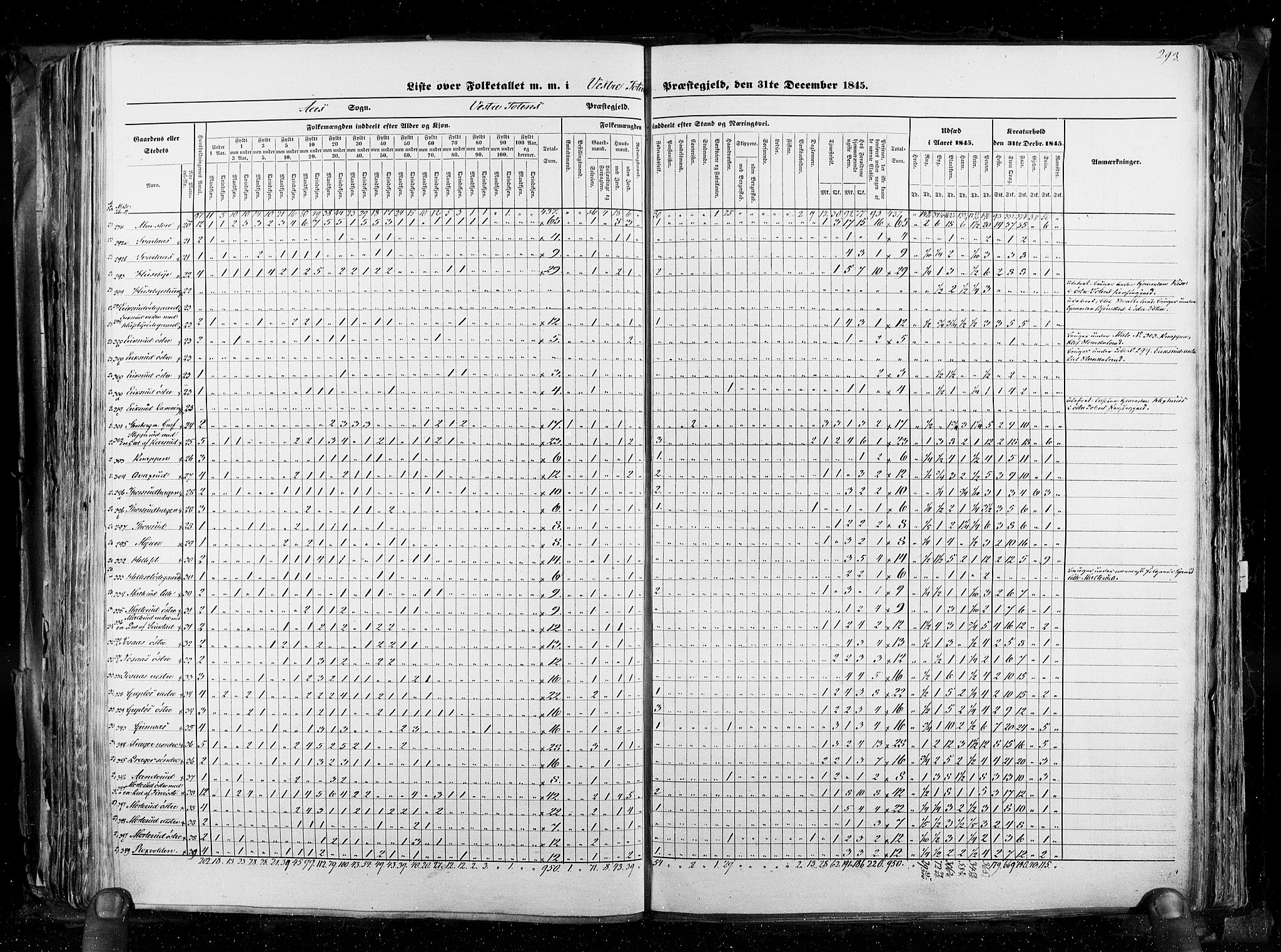 RA, Census 1845, vol. 3: Hedemarken amt og Kristians amt, 1845, p. 293