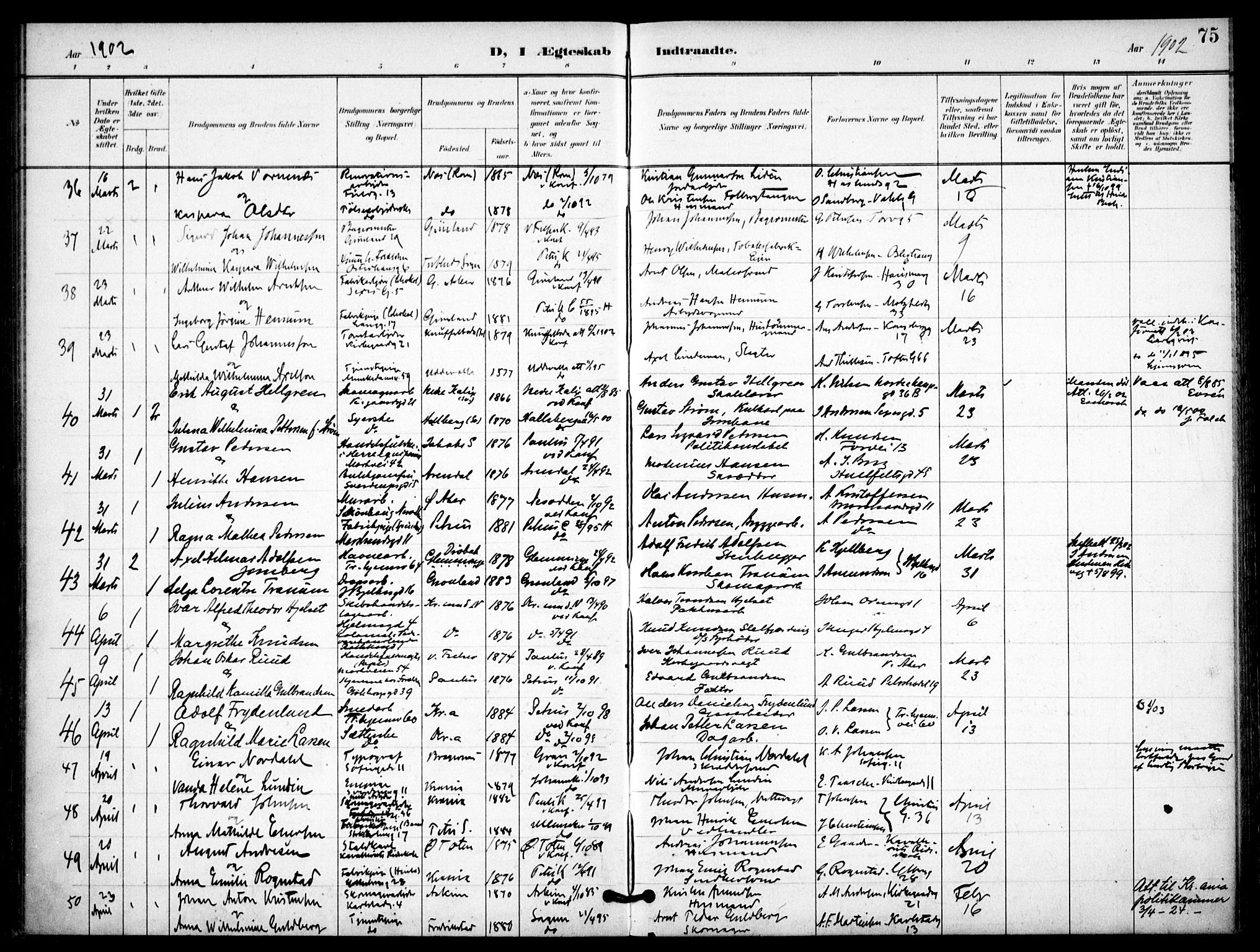 Petrus prestekontor Kirkebøker, AV/SAO-A-10872/F/Fa/L0009: Parish register (official) no. 9, 1897-1911, p. 75