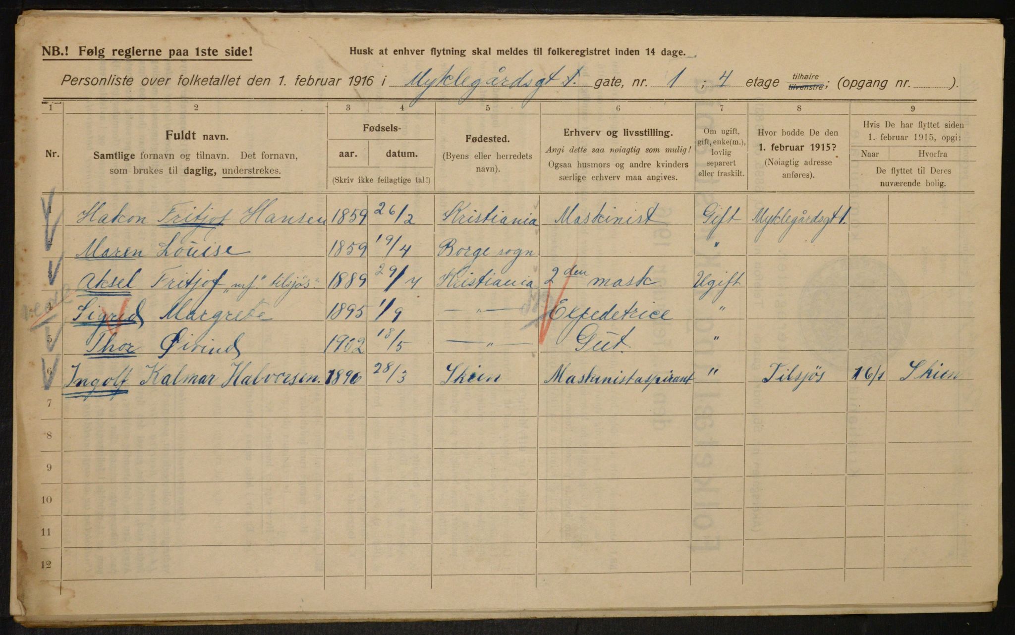 OBA, Municipal Census 1916 for Kristiania, 1916, p. 69880